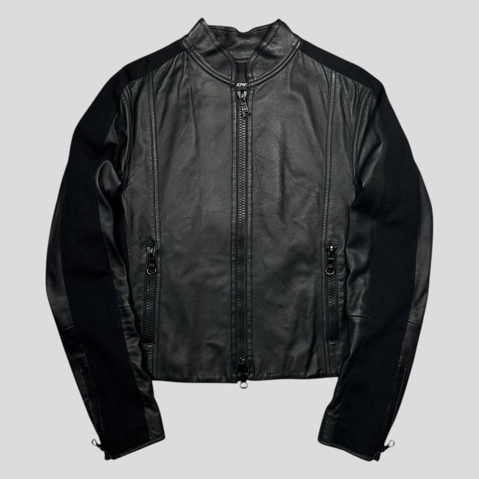 Emporio Armani 2006 Leather Panelled Biker Moto Jacket - S