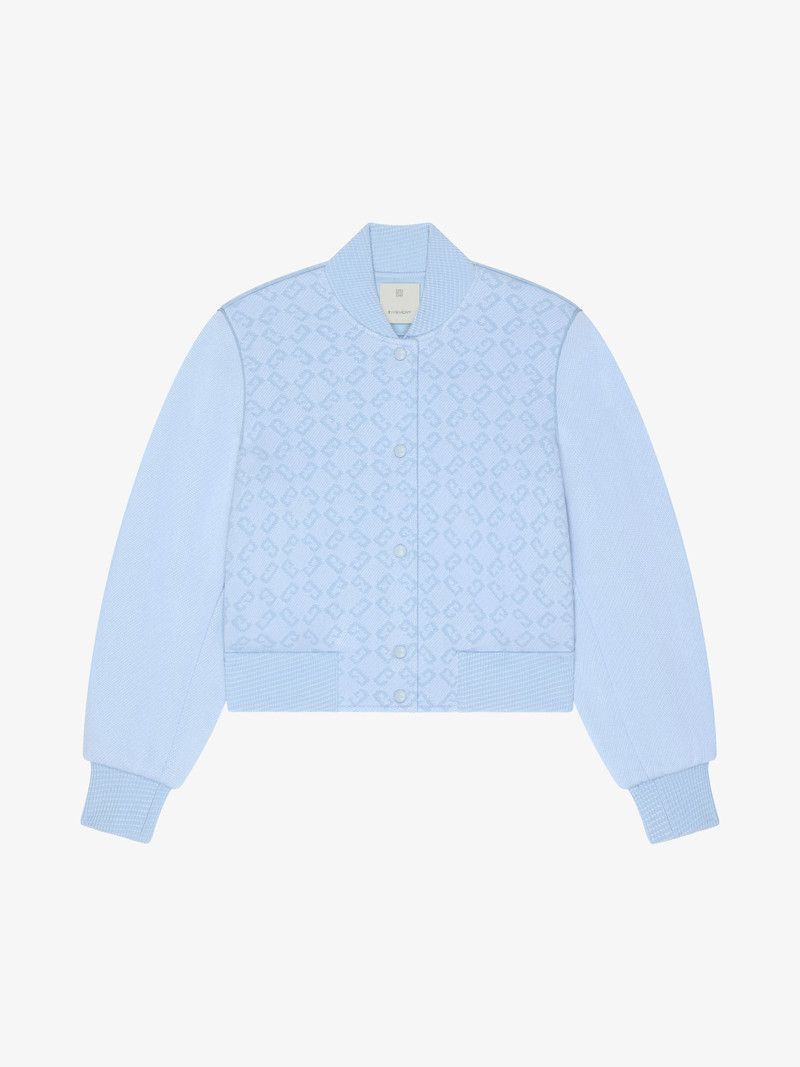Givenchy o1w1db10326 Textured Knit Varsity Jacket in Blue Size S / US 4 / IT 40 - 1 Thumbnail