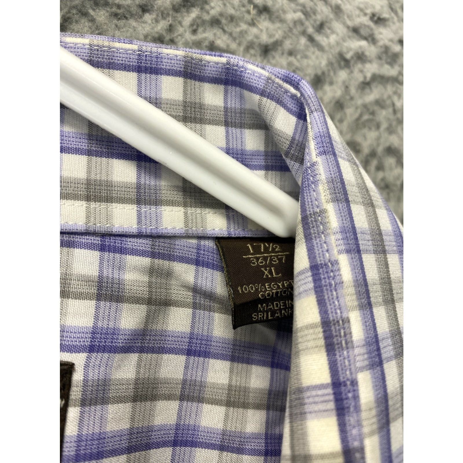 Tasso Elba Tasso Elba Men's Cotton Button-Up Shirt Lavender Check XL Long Sleeve Collared Regular Fit Classic Designer Size US XL / EU 56 / 4 - 6 Thumbnail