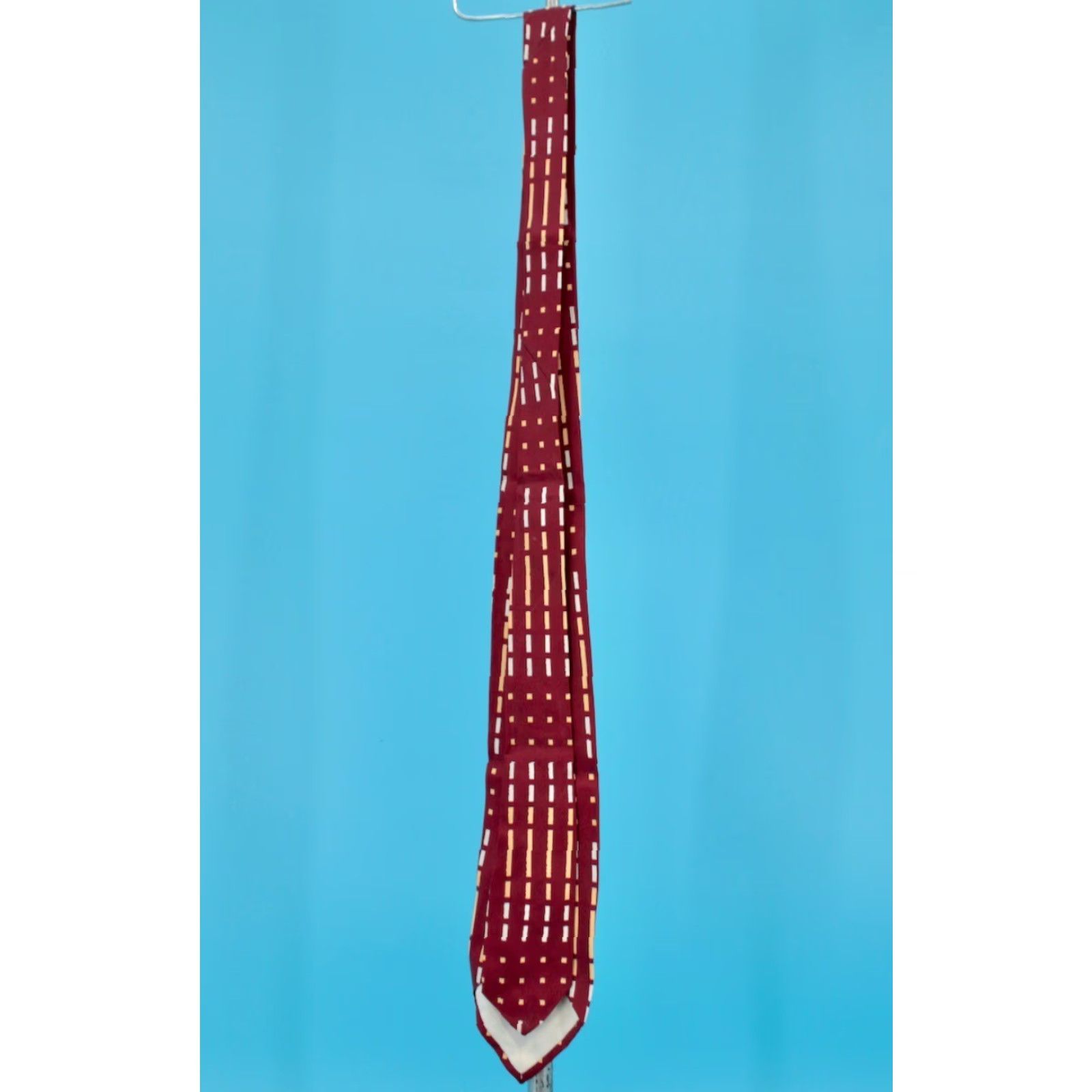 Vintage VTG 1950s Necktie Mens Geometric Brown & White Stripes Tie - 50s Vintage Tie Mens Mens, Brown, 3.5" Wide, 52.25" Length, Good Vintage Condition Size ONE SIZE - 4 Thumbnail