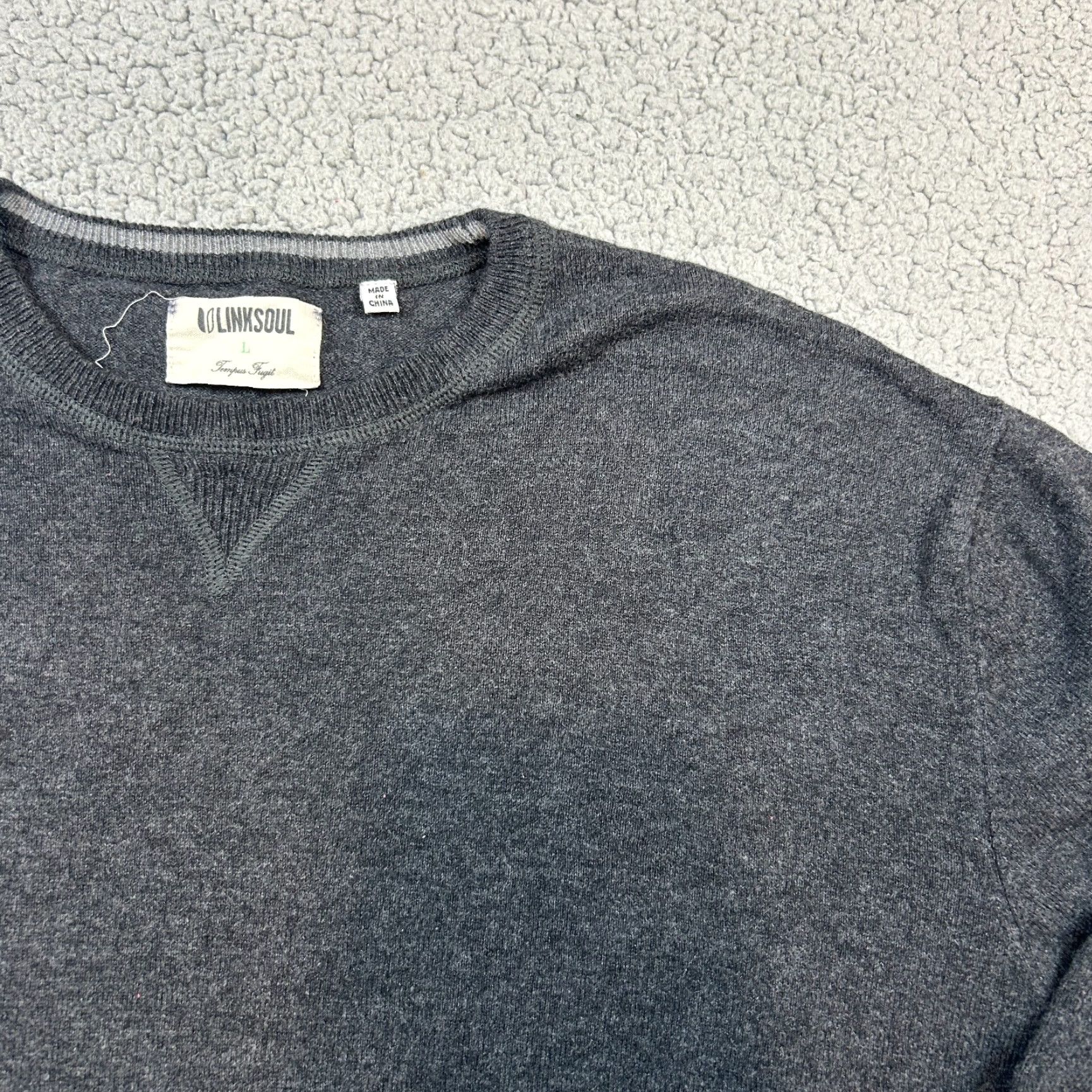 Vintage Linksoul Sweater Mens L Charcoal Gray Knit Crew Neck Elbow Patches Cotton Cashmere Blend Casual-Party-Golf-Outdoor-Preppy Pullover Size US L / EU 52-54 / 3 - 2 Thumbnail