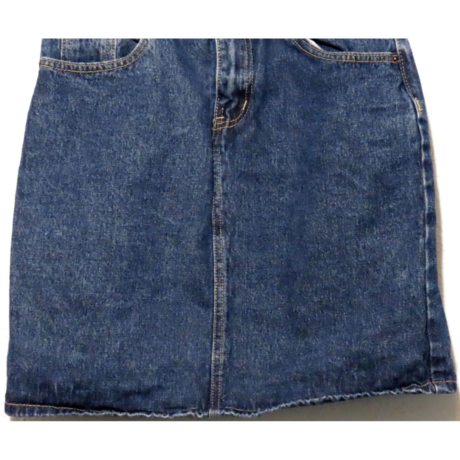 Denime Chouyatou Women's XS 5-Pocket Denim Blue Jean Skirt Midi Slit 3" Back Slit Zip Casual Spring Summer Fall Women XS Blue Denim Cotton mid-rise Size 26" / US 2 / IT 38 - 2 Thumbnail