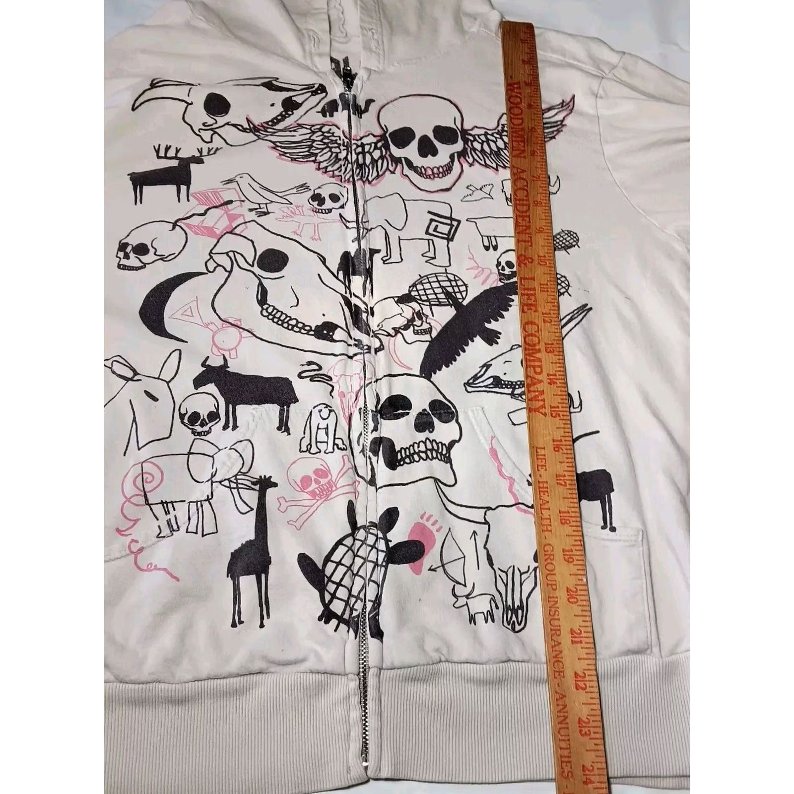Vintage VINTAGE SUPALIFE Hoodie Small Gray Southwestern Skull Distressed Full Zip Desert Y2K USA Womens Size S / US 4 / IT 40 - 5 Thumbnail