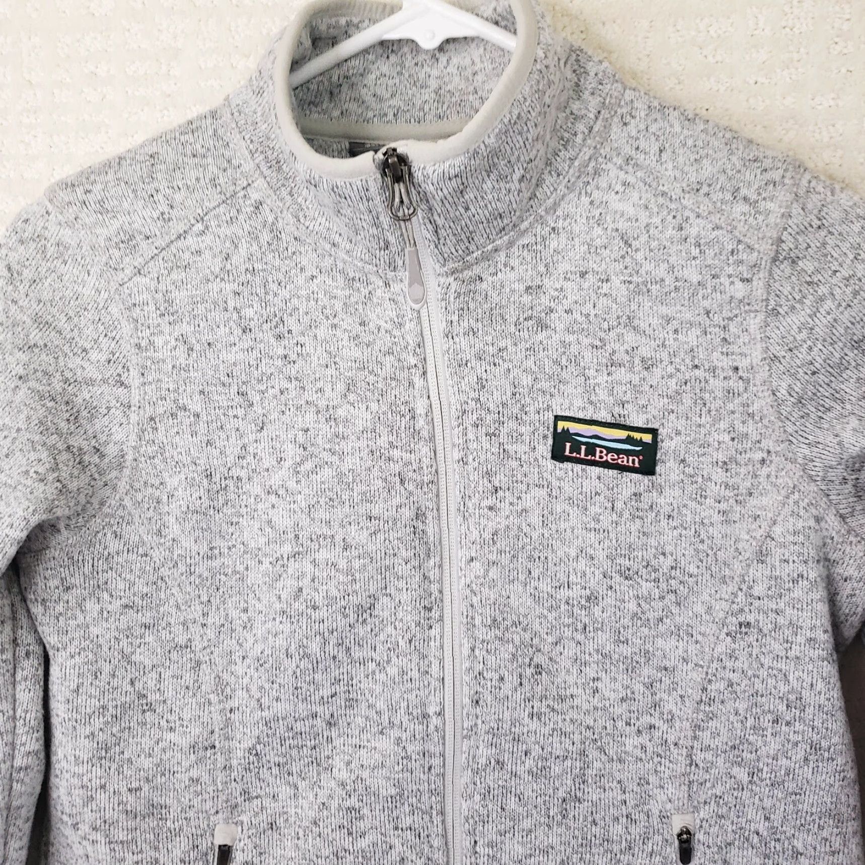 Vintage LL Bean Better Sweater Jacket Gray Heathered Full Zip Women's XS Petite Mock Neck Zip Casual Outdoors 90s? Size XS / US 0-2 / IT 36-38 - 3 Thumbnail
