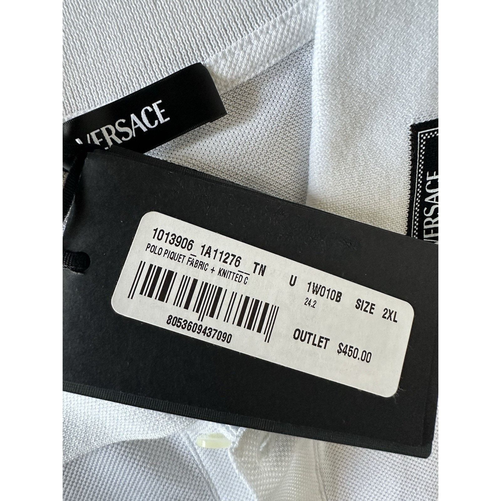Versace Versace White Piquet Cotton Polo Shirt 2XL 1013906 NWT $800 Size US XXL / EU 58 / 5 - 11 Thumbnail