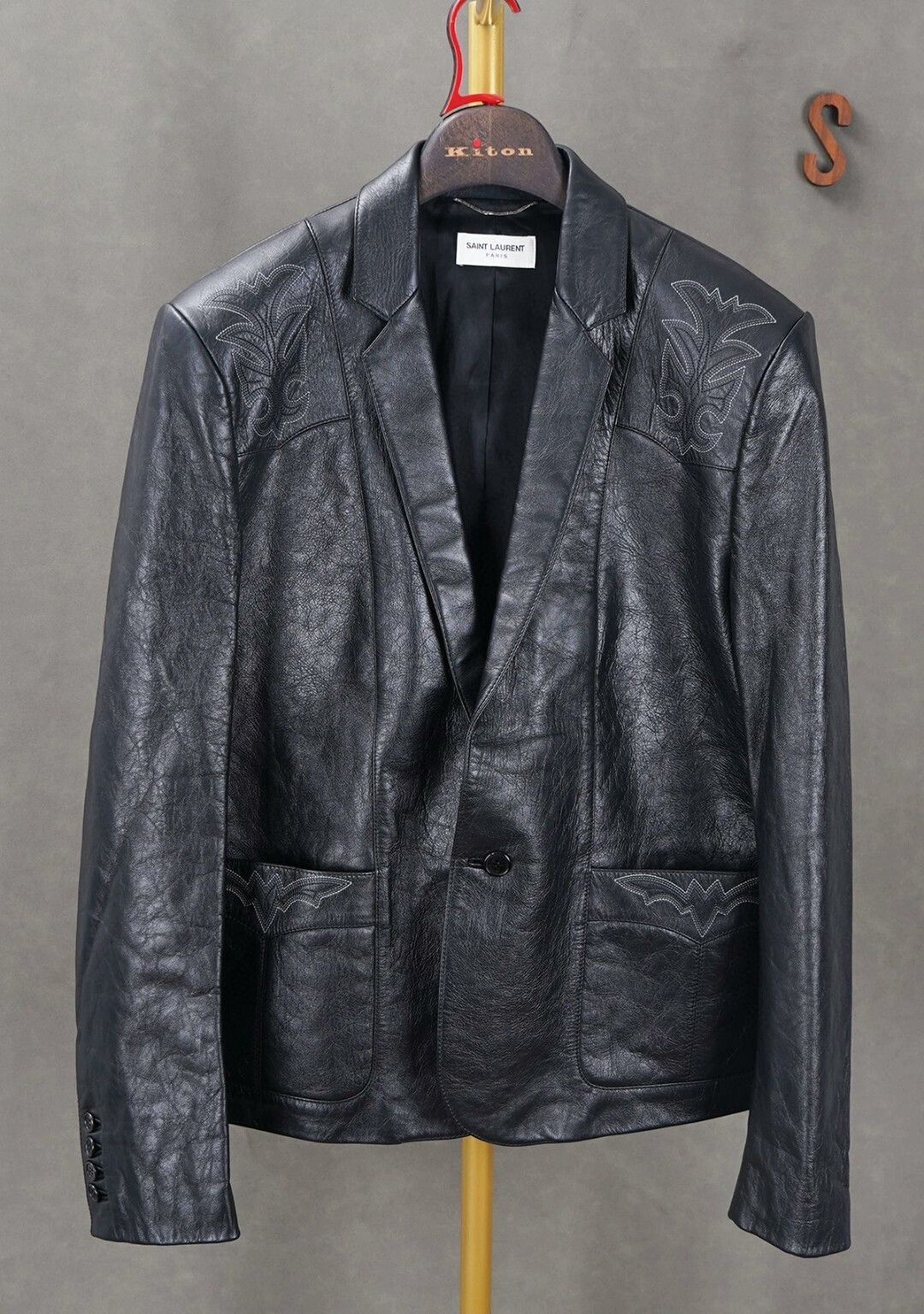 Saint Laurent Black Leather Blazer Jacket
