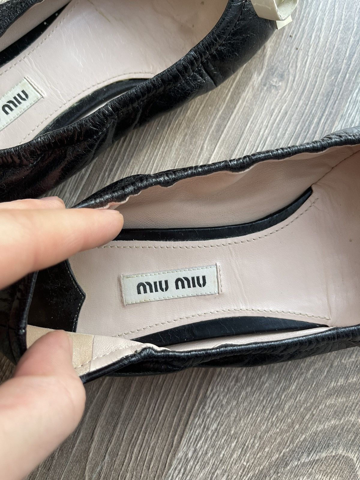 Japanese Brand 🖤Miu miu flats ballet 37 wooman leather shoes vintage Size US 7 / IT 37 - 8 Thumbnail