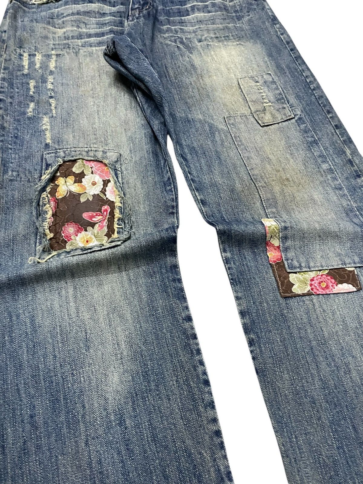 Guru × Hysteric Glamour × Japanese Brand Gumu Japan Boro Patchwork Cut & Sew Leather Trimmed Jeans Size US 32 / EU 48 - 6 Thumbnail