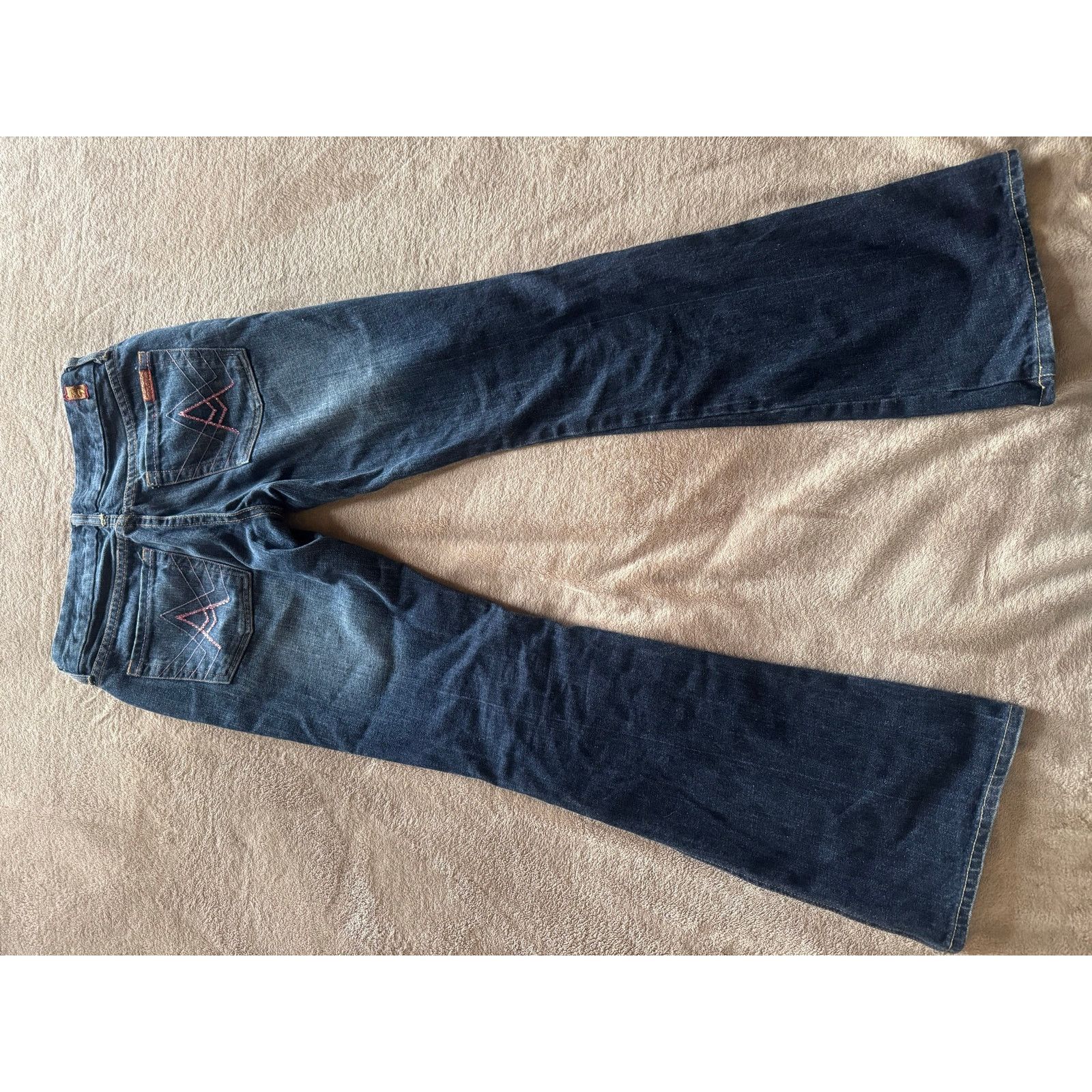 7 For All Mankind 7 For All Mankind Indigo Bootcut Jeans Pink Sequin Pocket Size 27" / US 4 / IT 40 - 4 Thumbnail