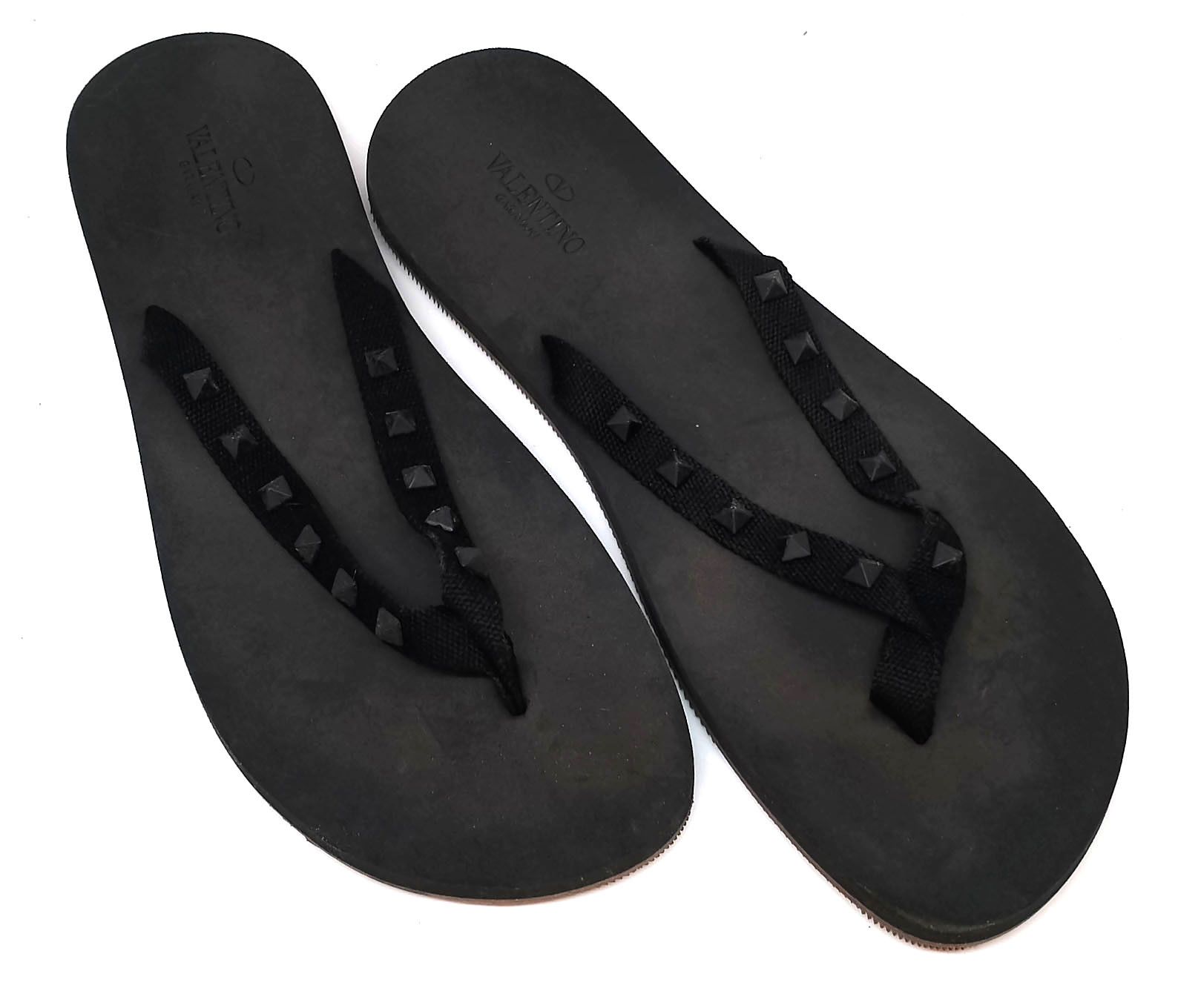 Valentino Valentino Garavani Rockstud Rubber Flip-Flops Black Size US 11 / EU 44 - 2 Thumbnail