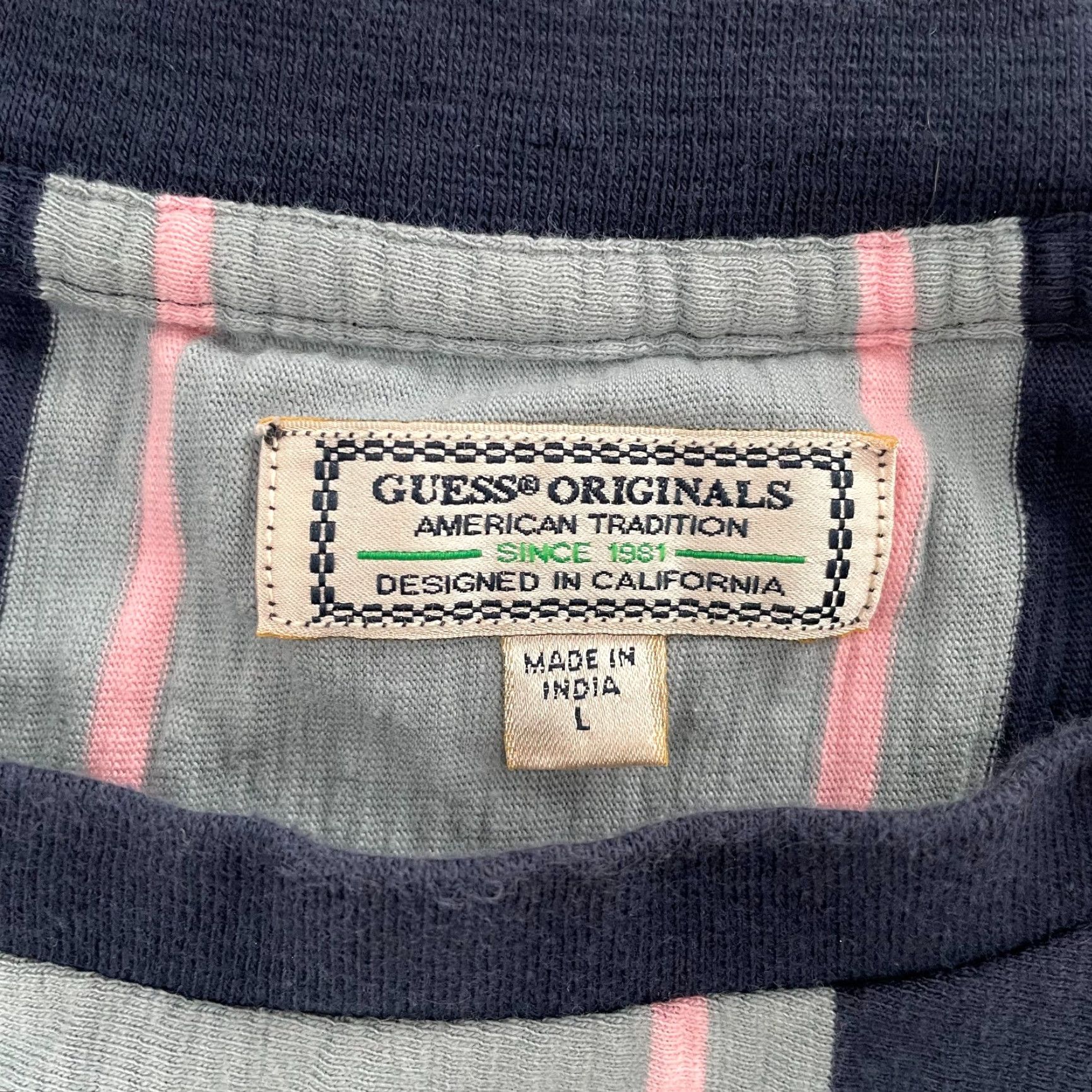 Guess VINTAGE GUESS Shirt Adult Large Blue Striped Crew Neck Hip Hop Y2K Streetwear MENS Size US L / EU 52-54 / 3 - 4 Thumbnail