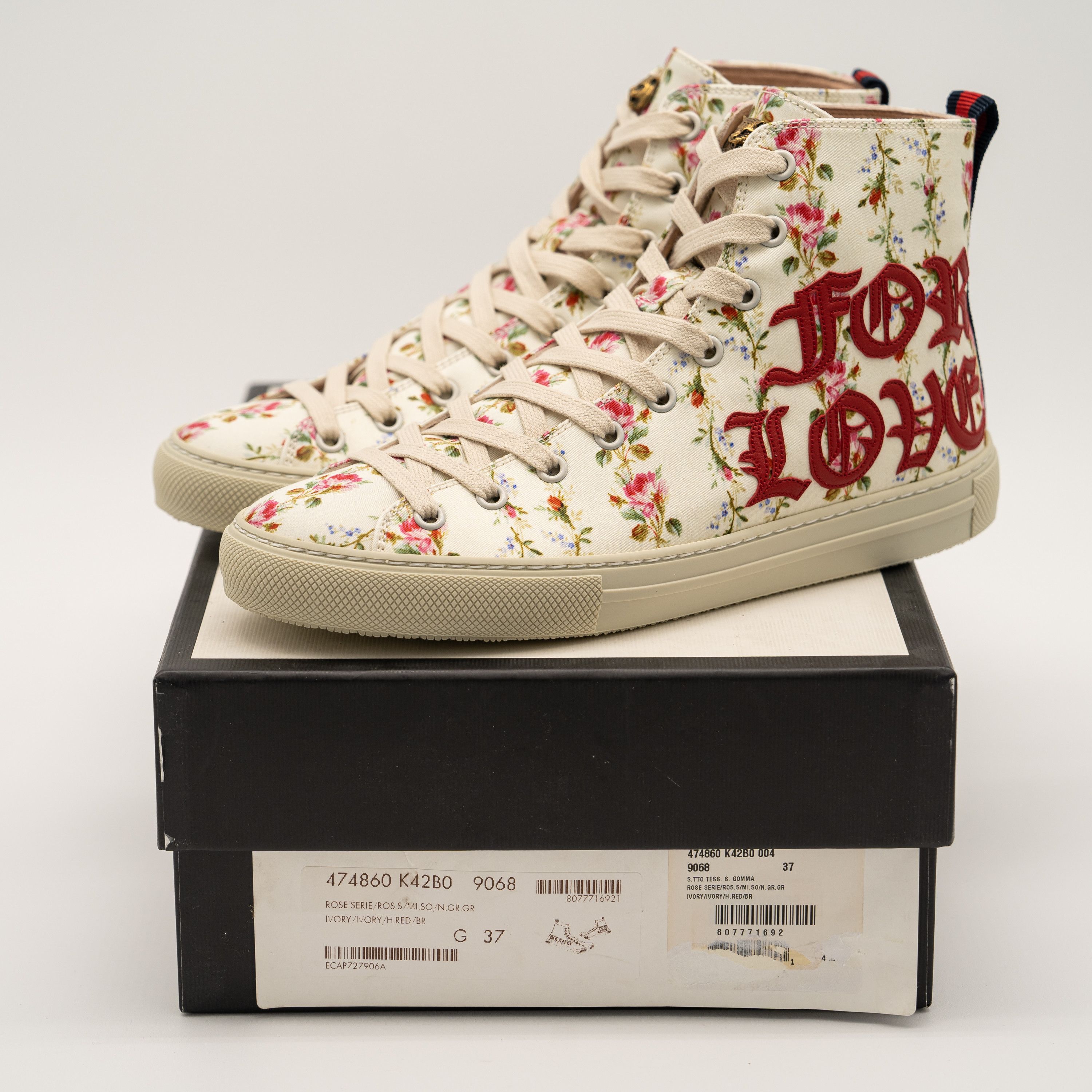 Gucci 37eu 7us Gucci Blind For Love Floral Print High Top Sneakers Size US 7 / IT 37 - 13 Thumbnail