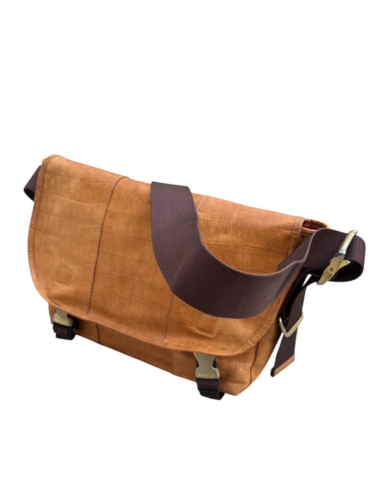 Leather Diral Japan Patina Crocodile Embossed Leather Messenger Bag Size ONE SIZE - 20 Thumbnail