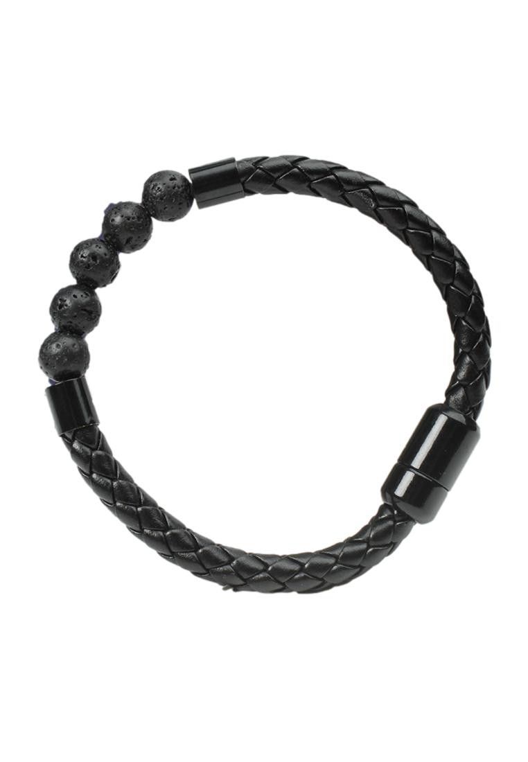 Other Lava Stone Beaded Braided Leather Magnetic Bracelet Size ONE SIZE - 2 Thumbnail