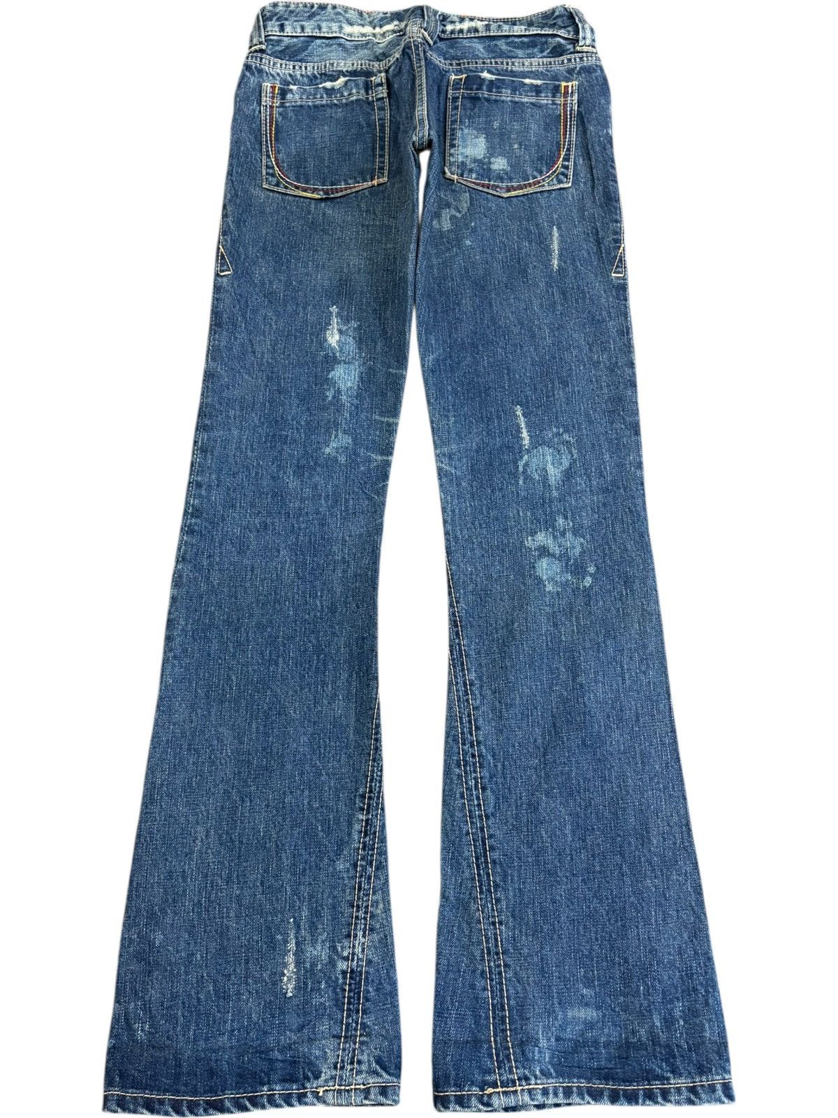 Diesel Vintage Japanese Brand Rusty Distress Low Rise Flare Jeans Size 27" / US 4 / IT 40 - 2 Thumbnail