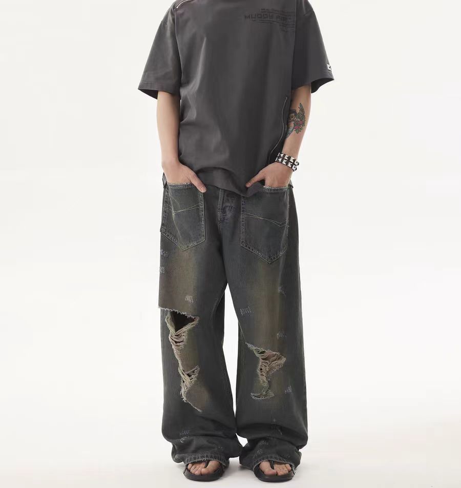 Vintage Reverse pocket washed ripped heavyweight baggy jeans Size US 34 / EU 50 - 3 Thumbnail