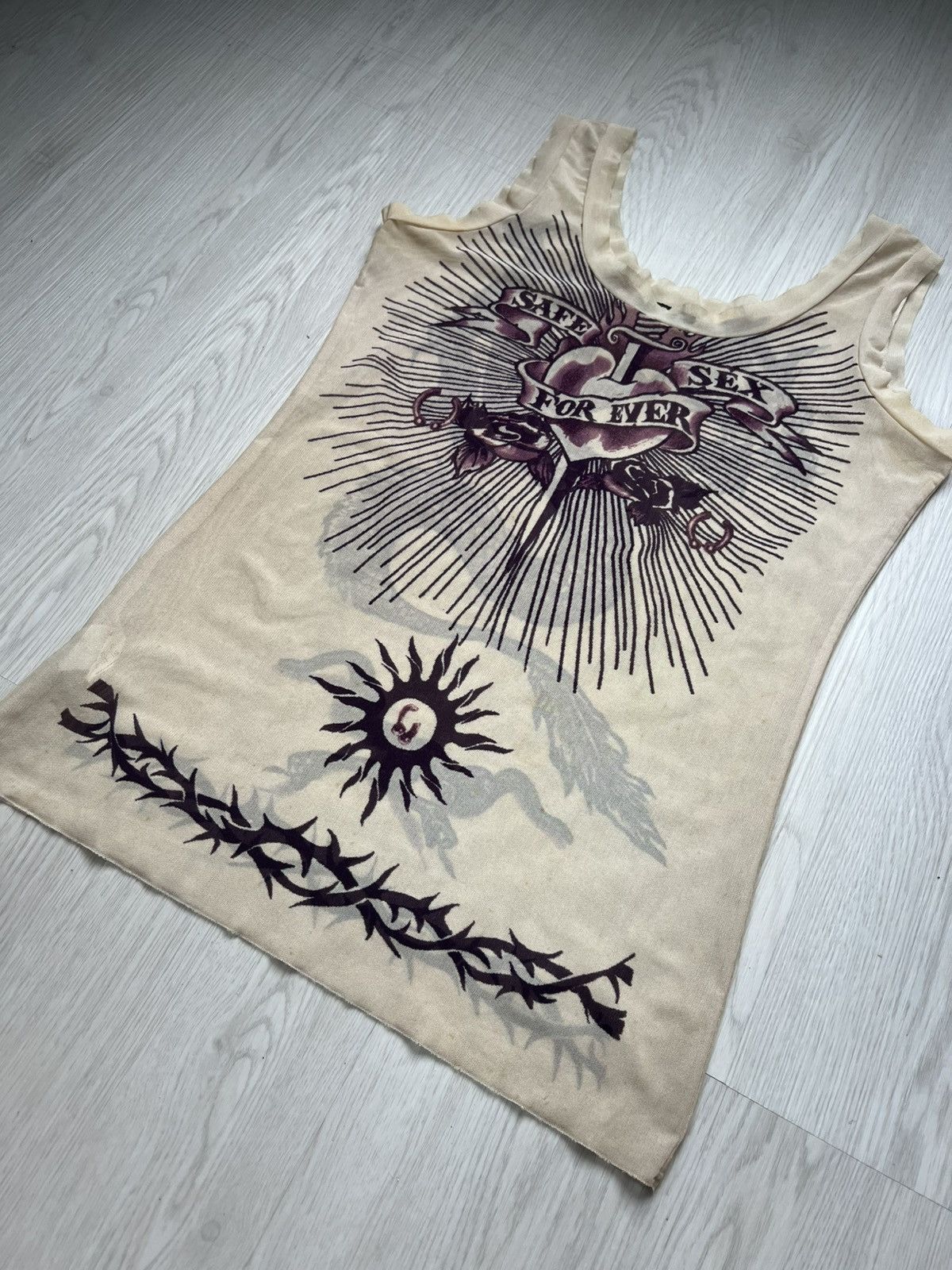 Jean Paul Gaultier SS96 Jean Paul Gaultier Safe Sex Forever Mesh Tattoo Tanktop Size US S / EU 44-46 / 1 - 3 Thumbnail