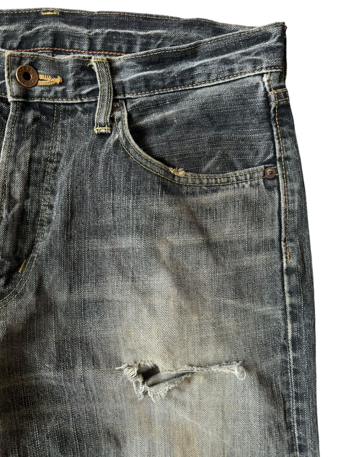 If Six Was Nine Vintage Edwin 505ZX Mud Wash Selvedge Jeans Size US 33 - 2 Thumbnail