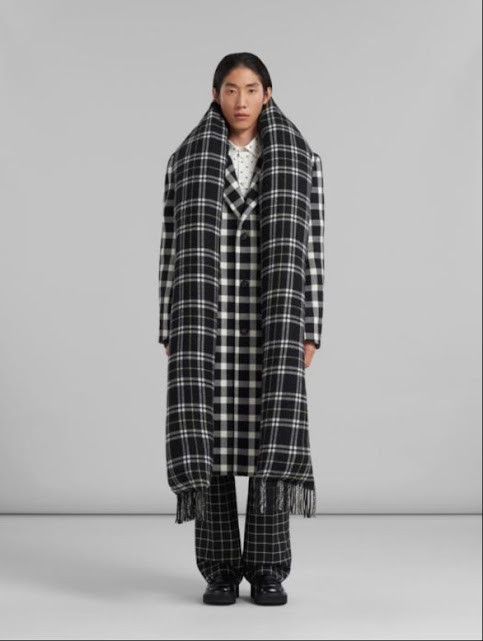 Marni o1w1db11024 Size: OS / Checked Wool Padding Scarf in Black Size ONE SIZE - 2 Thumbnail