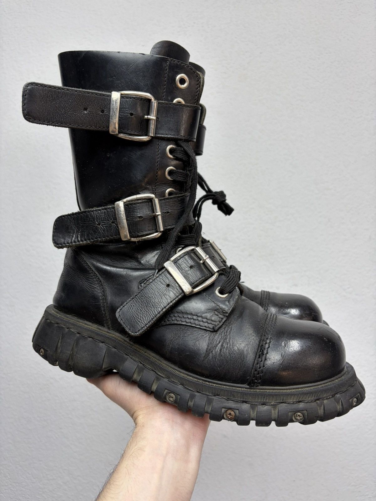 Hedi Slimane Studded Leather Multi Belted Boots Avant-Garde CCP Style Y2K Size US 9.5 / EU 42-43 - 2 Thumbnail