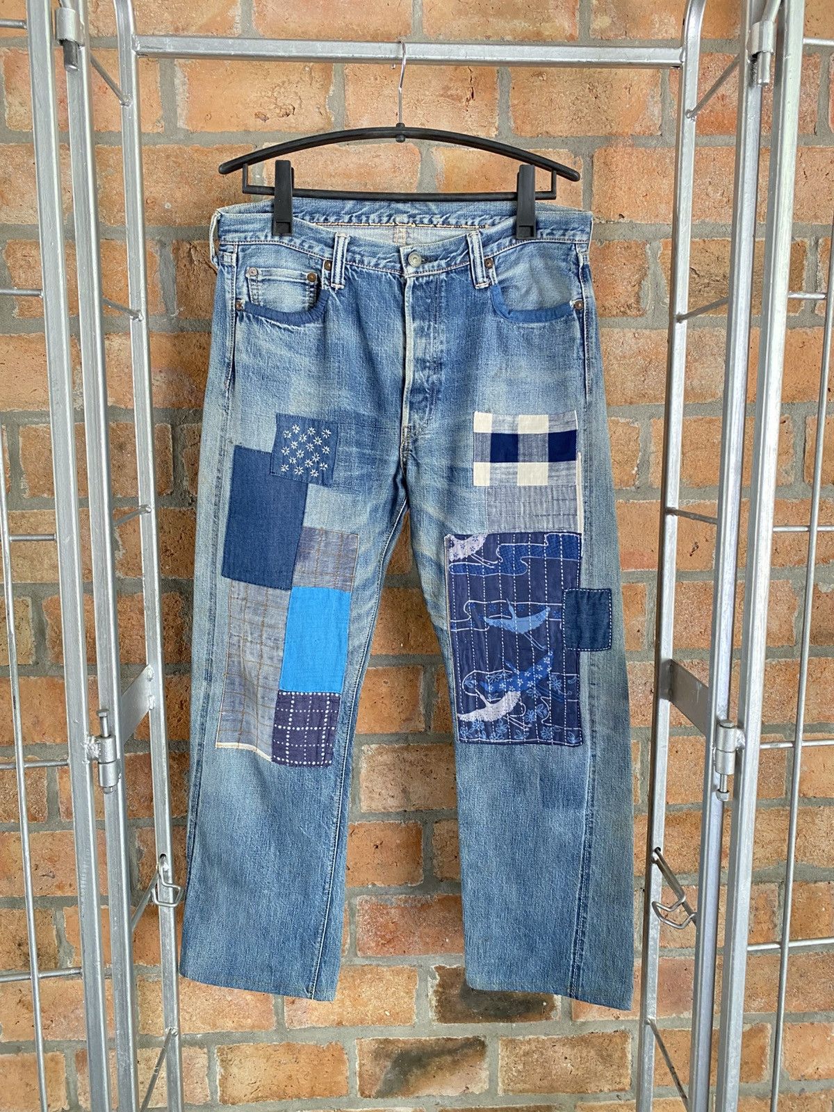 Handmade × Japanese Brand Indigo Patchwork Jeans Size US 36 / EU 52 - 2 Thumbnail