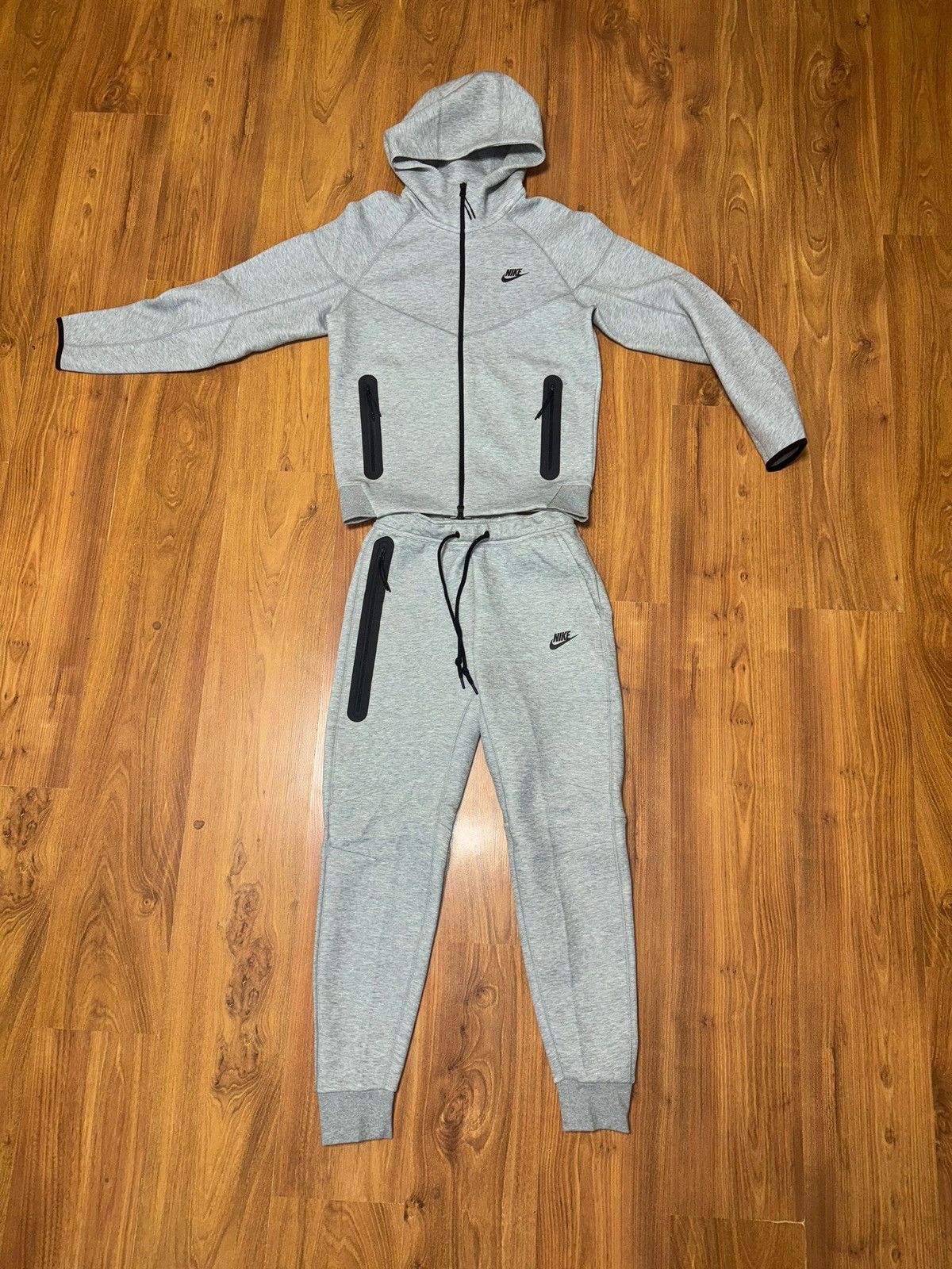 image of Full Brown Nike Tech Fleece in Grey, Men's (Size Small)