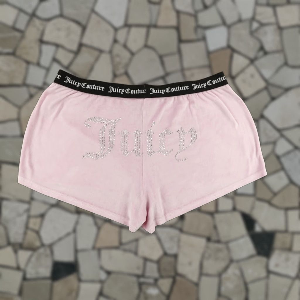 Juicy Couture Juicy Couture Shorts Womens XL Pink Velour Sweat Satin Rhinestones Logo 3 in Inseam Regular Fit Size 40" / US 18 - 1 Thumbnail