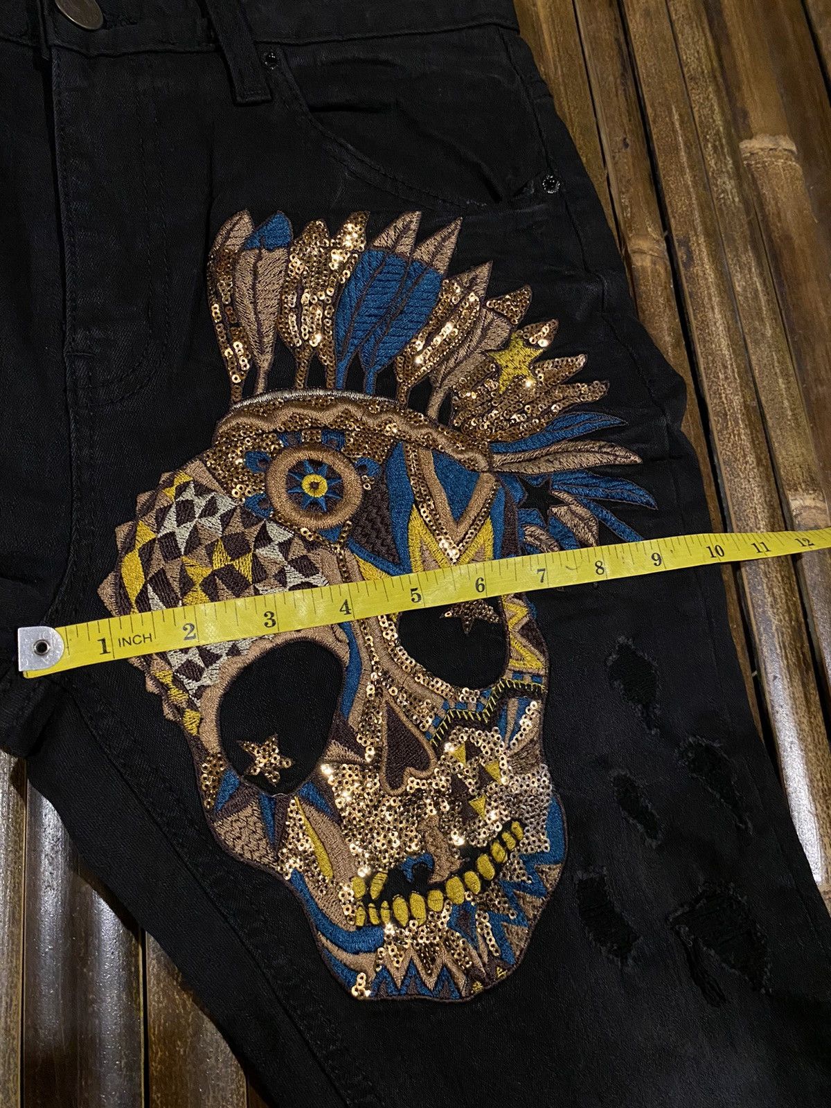 If Six Was Nine Brush Real Skull Distressed Pants Size US 30 / EU 46 - 13 Thumbnail
