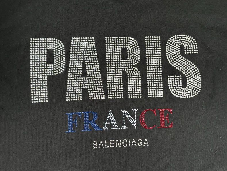 Balenciaga Balenciaga Letter Logo rhinestone crew neck pullover short Size US M / EU 48-50 / 2 - 3 Thumbnail
