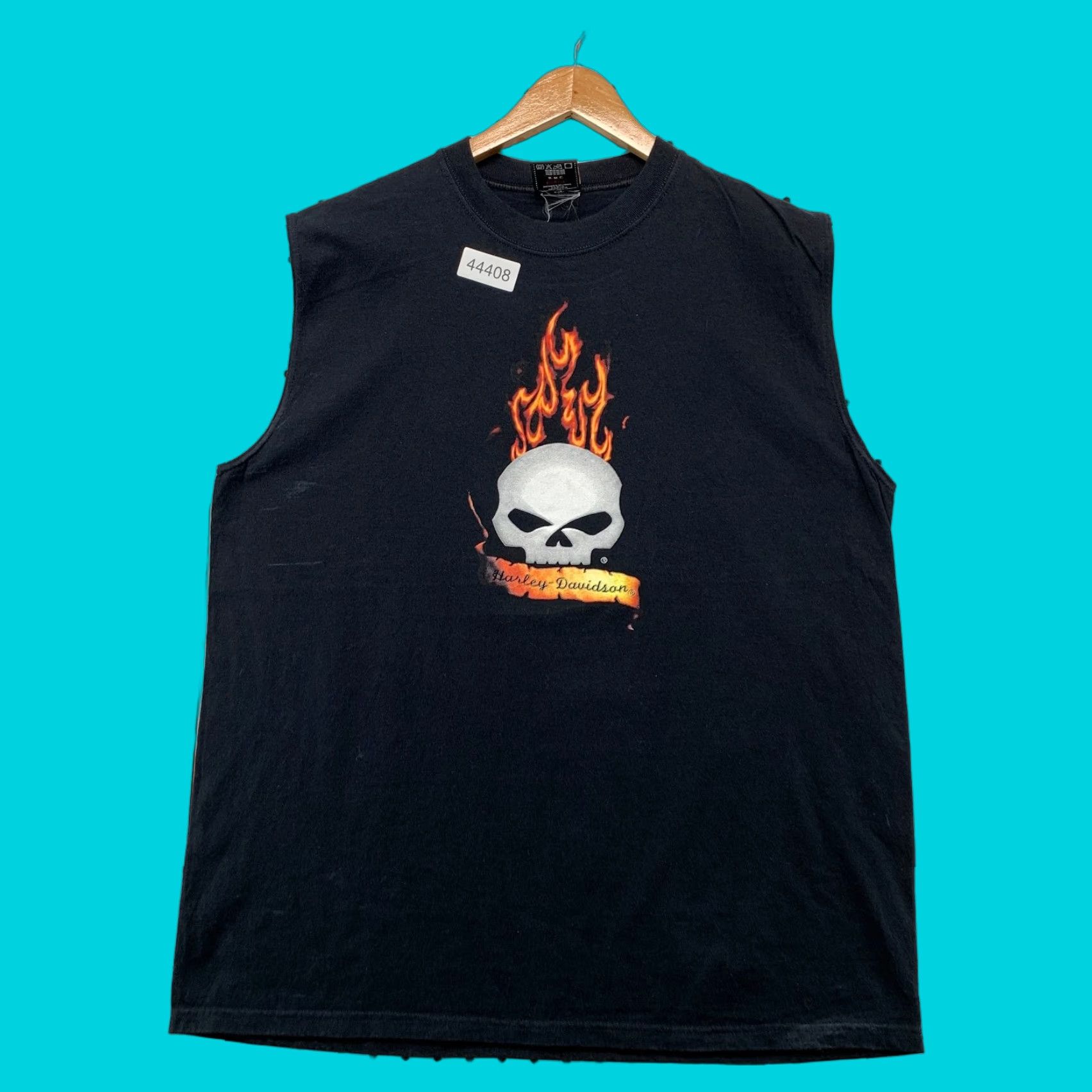 Harley Davidson VINTAGE Harley-Davidson Skull Flame T Shirt Mens XL Black United States Sleeveless 2000s Motorcycle Men XL Black Size US XL / EU 56 / 4 - 1 Thumbnail