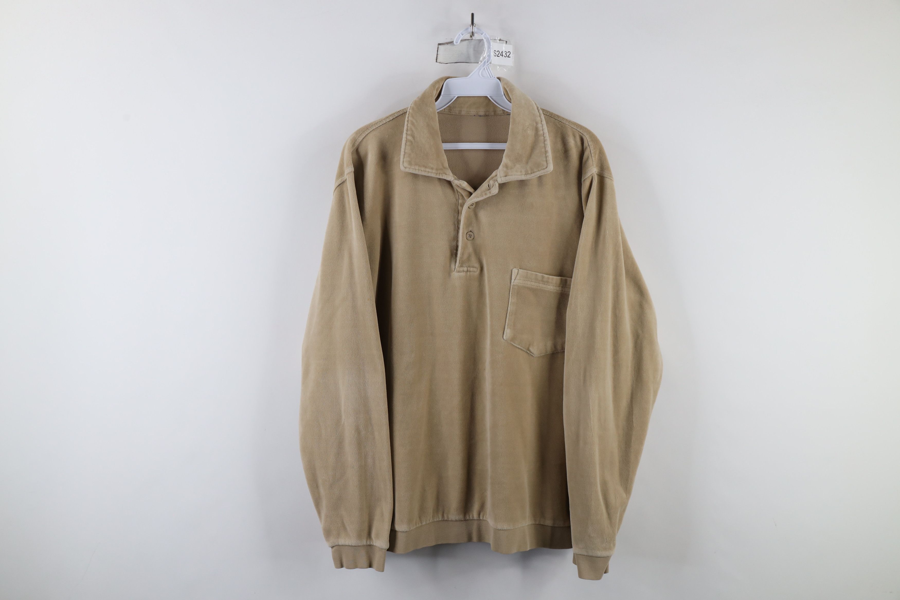 Vintage Vintage 90s Streetwear Velour Collared Pullover Sweater Size US L / EU 52-54 / 3 - 1 Thumbnail