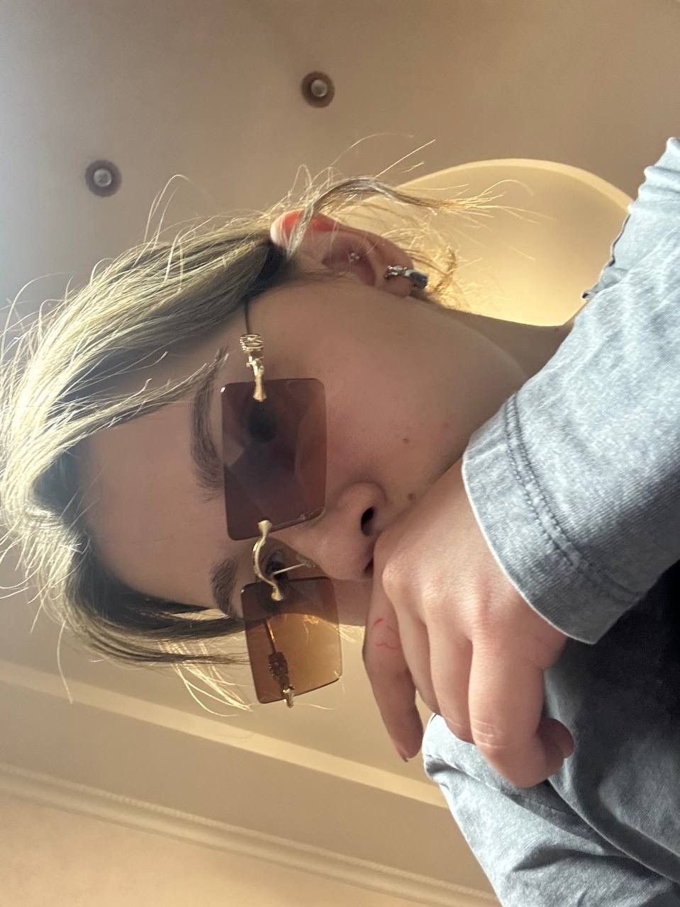 Designer × Japanese Brand × Vintage Vintage y2k chrome style brown sunglasses Size ONE SIZE - 1 Thumbnail