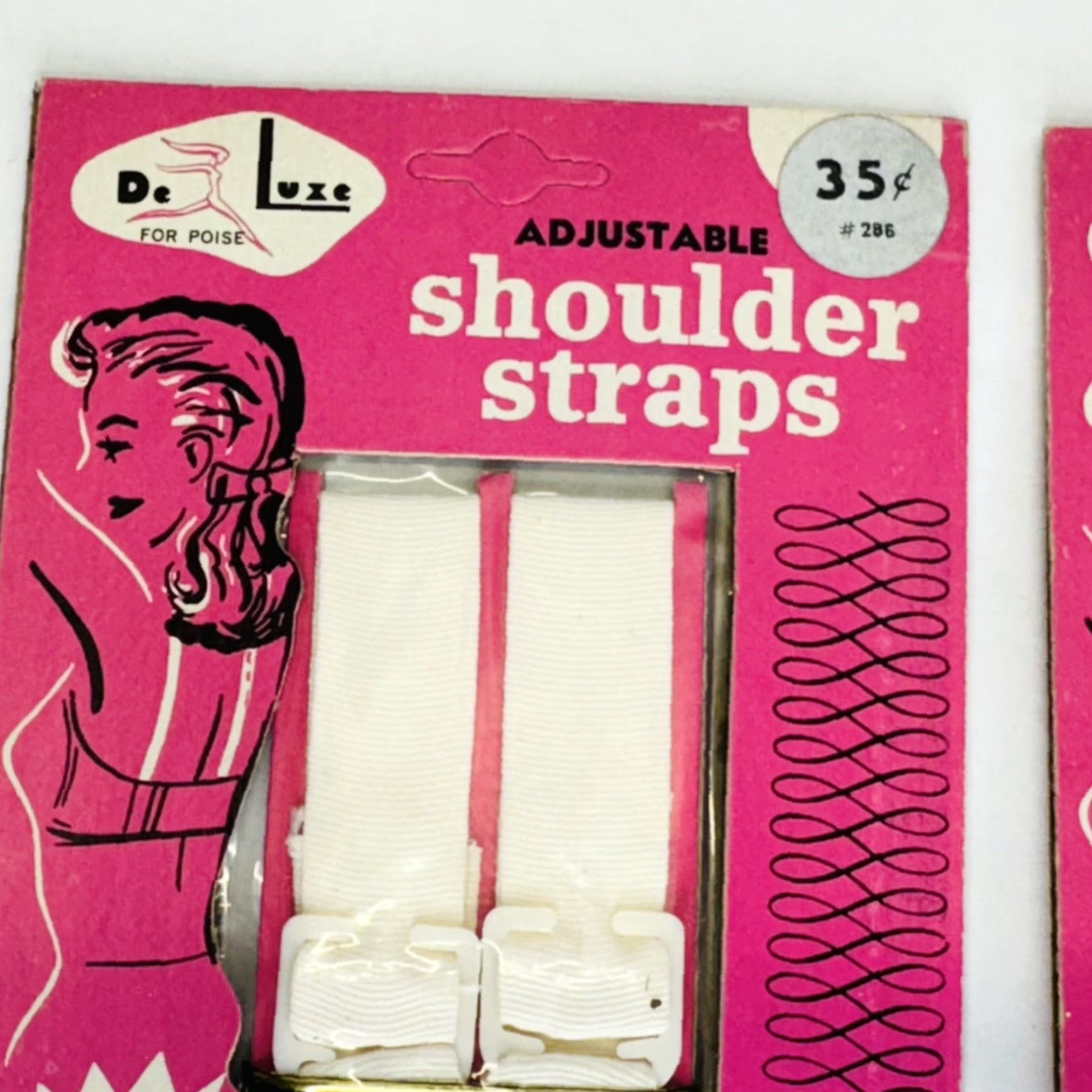 Vintage VINTAGE DeLuxe For Poise Adjustable Shoulder Straps Pair Lot of 2 Bra Slips NEW | White Polyester Size ONE SIZE - 2 Thumbnail