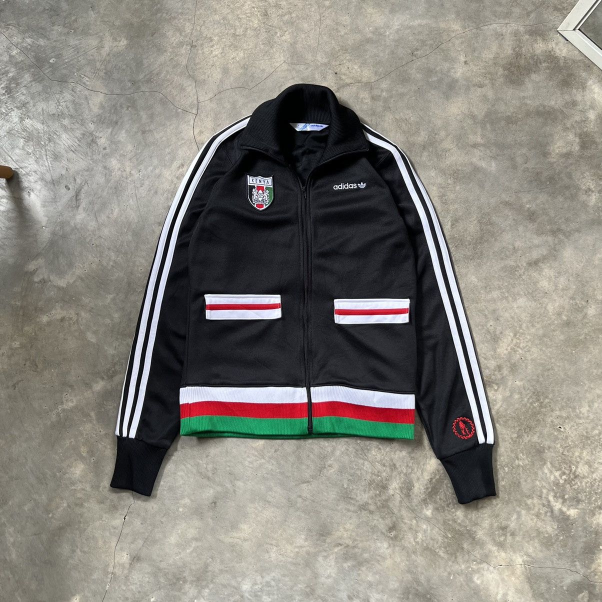 image of Adidas Kenya Tracktop Jacket in Black, Men's (Size Small)