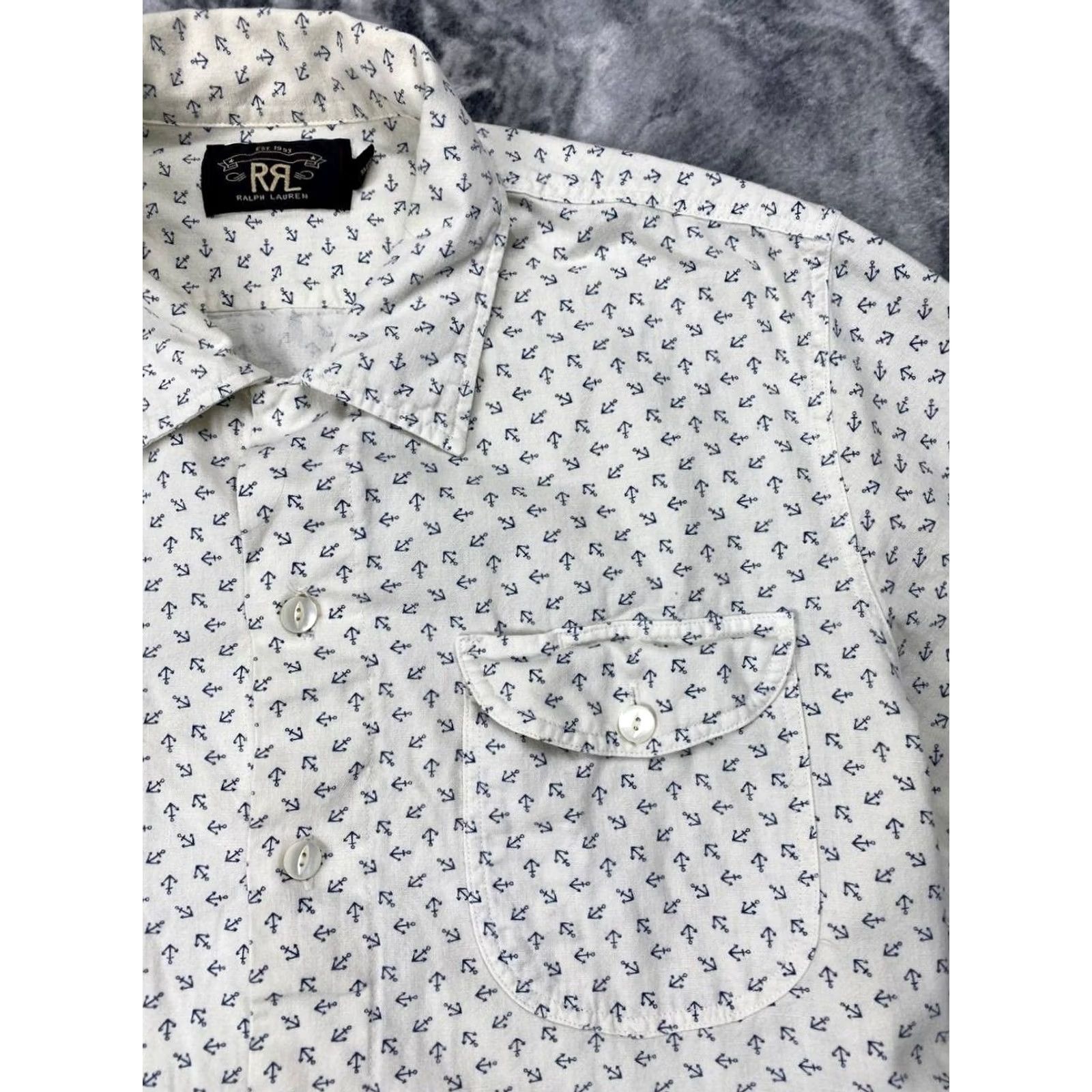 Ralph Lauren RRL Ralph Lauren Shirt Button-Up Short Sleeve Monogram Logo Men Size M White Cotton Regular Chest 57 Length 73 Shoulders 42 Size US M / EU 48-50 / 2 - 4 Thumbnail