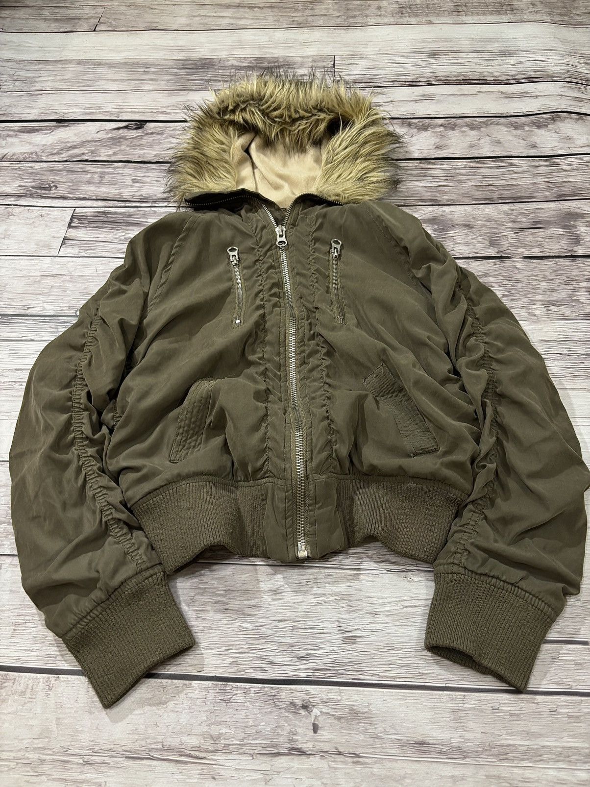 VTG Cropped Avant Garde Rick Owens Style Bomber Jacket Fur