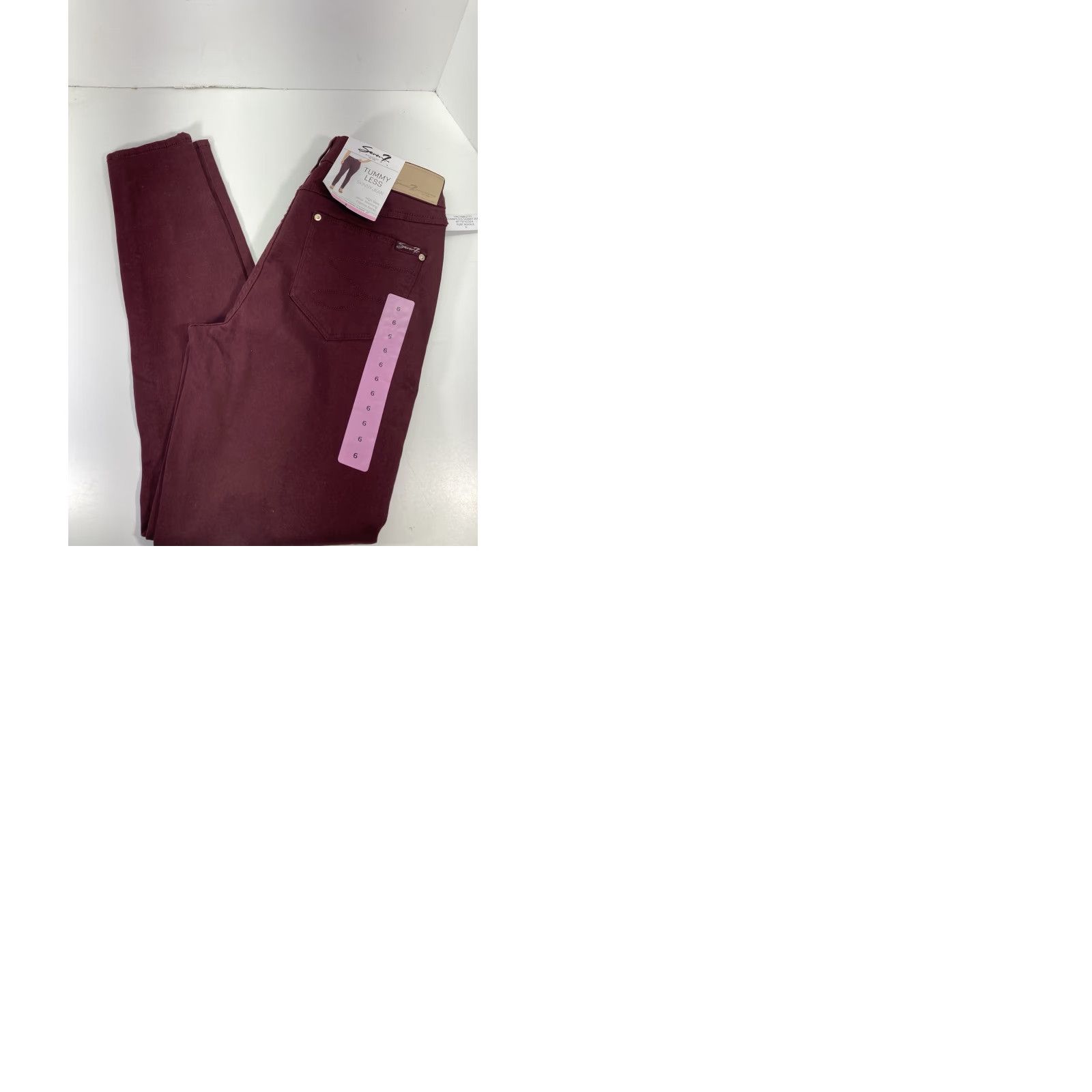 Vintage Seven7 Tummy Less Skinny Jeans Women 6 30X31 Maroon Denim High Rise Stretch NWT Size 28" / US 6 / IT 42 - 9 Thumbnail