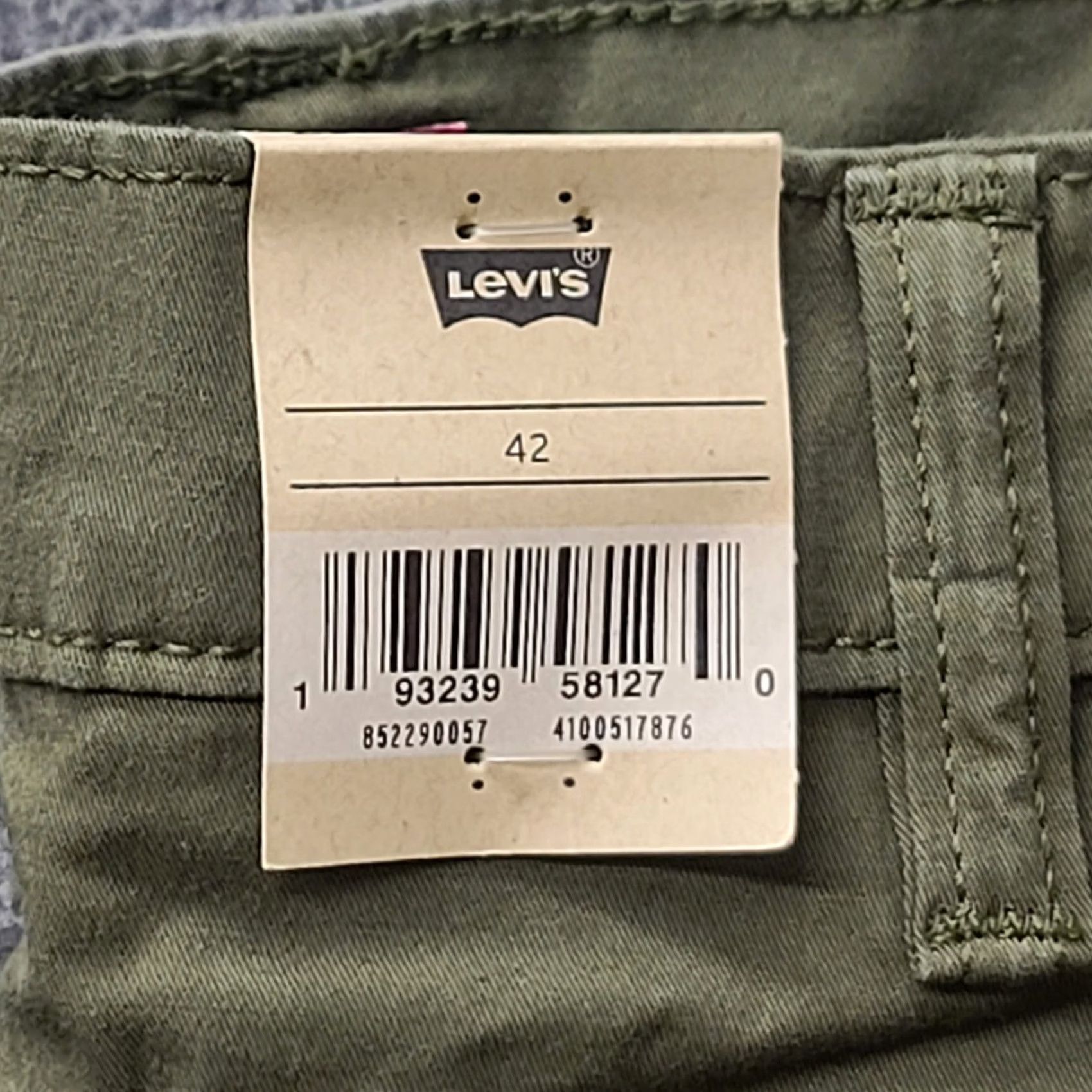 Levi's Levi's XX Chino Shorts Mens 42 Regular Fit 10 Inseam Green Casual Travel Workwear Stretch Cotton Spandex Button Logo Zipper Size US 42 / EU 58 - 3 Thumbnail