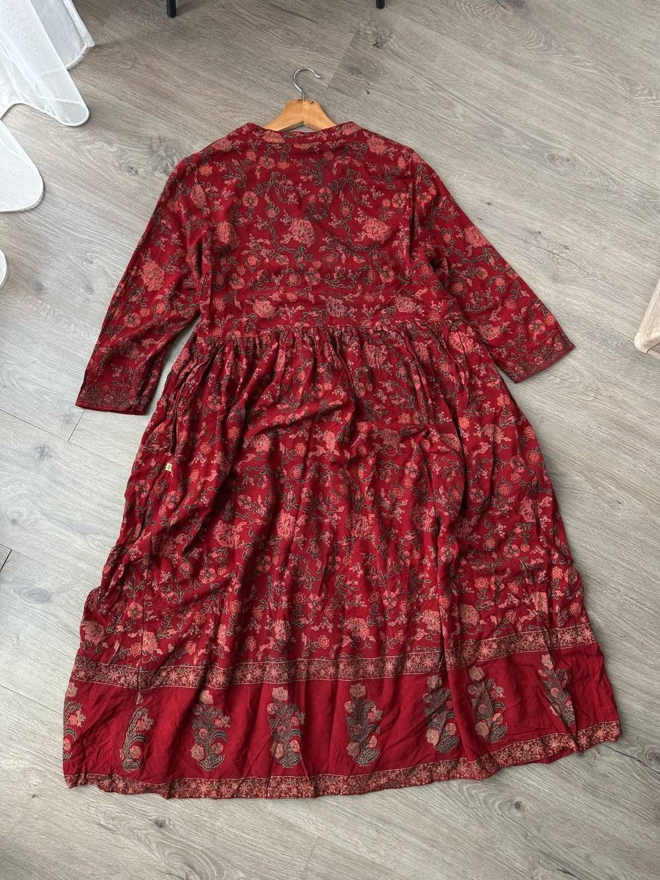 Japanese Brand × Vintage Vintage Japanese Red Flowers Rare Indian women's long Dress Size L / US 10 / IT 46 - 10 Thumbnail