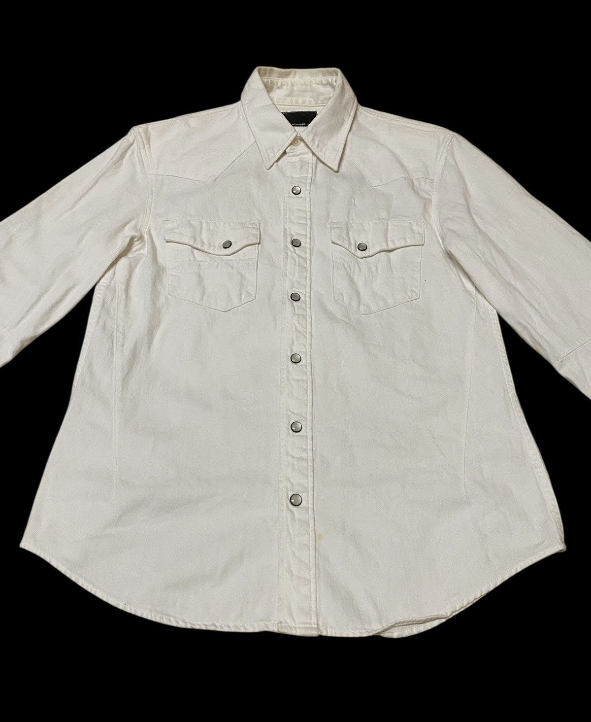 Number (N)ine Takahiro Miyashita Pearl Snap Button Off White Denim Shirt Size US M / EU 48-50 / 2 - 2 Thumbnail