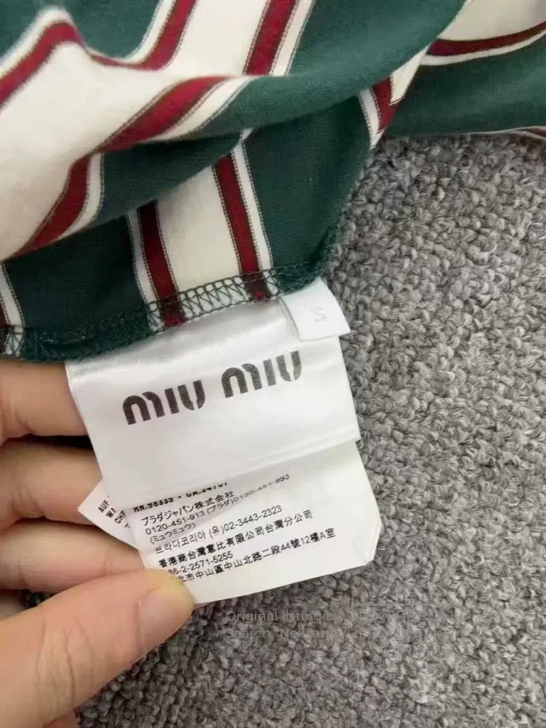 Miu Miu miumiu green and white striped long sleeve top. Size S / US 4 / IT 40 - 4 Thumbnail