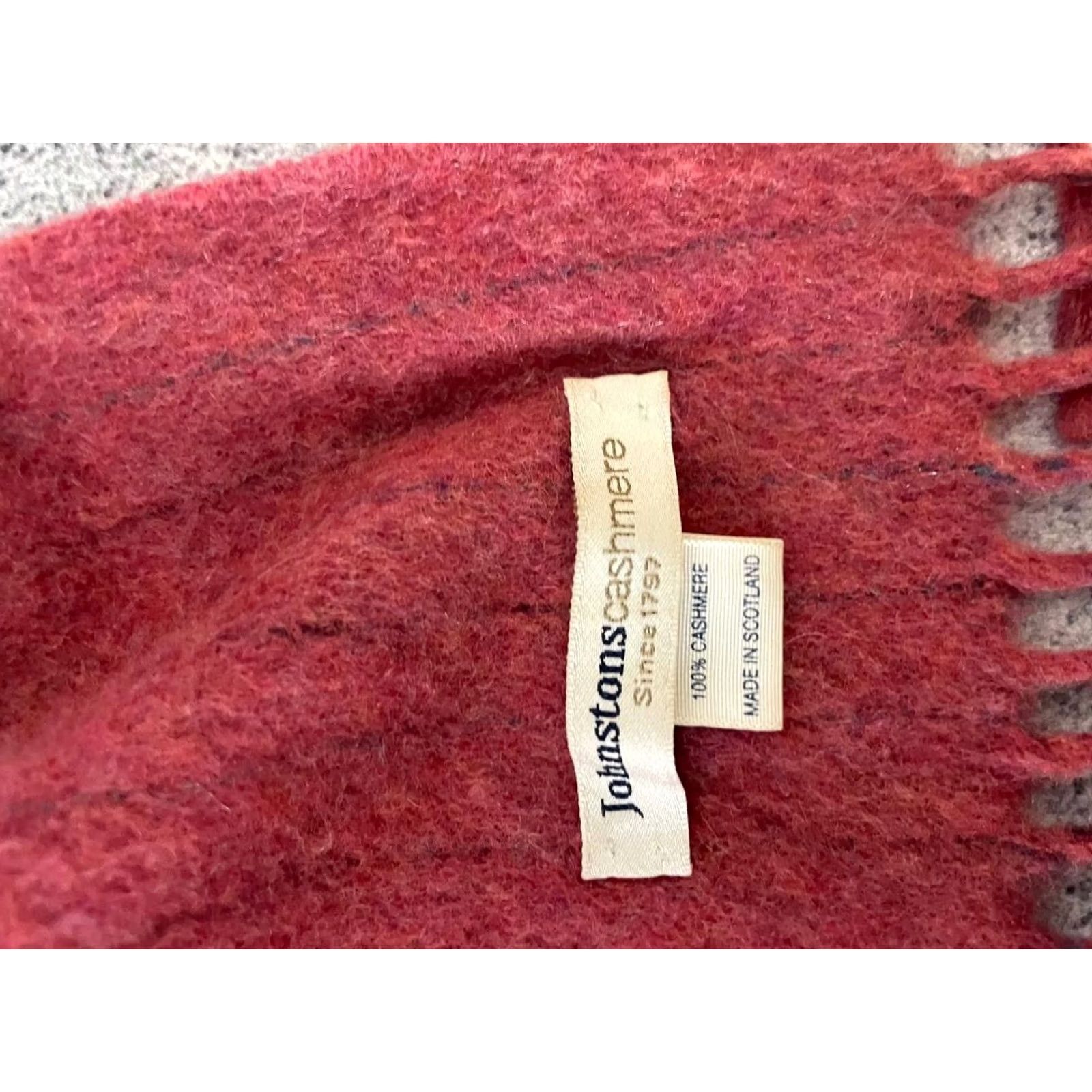 Vintage Johnstons Womens Scarf Pink Cashmere Neckwear Outdoor Winter Rectangle Scarf Logo Size ONE SIZE - 2 Thumbnail