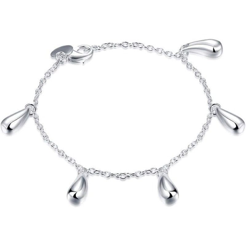 Other Silver Plated Water Drop Charm Bracelet | Polished Chain Size ONE SIZE - 1 Thumbnail