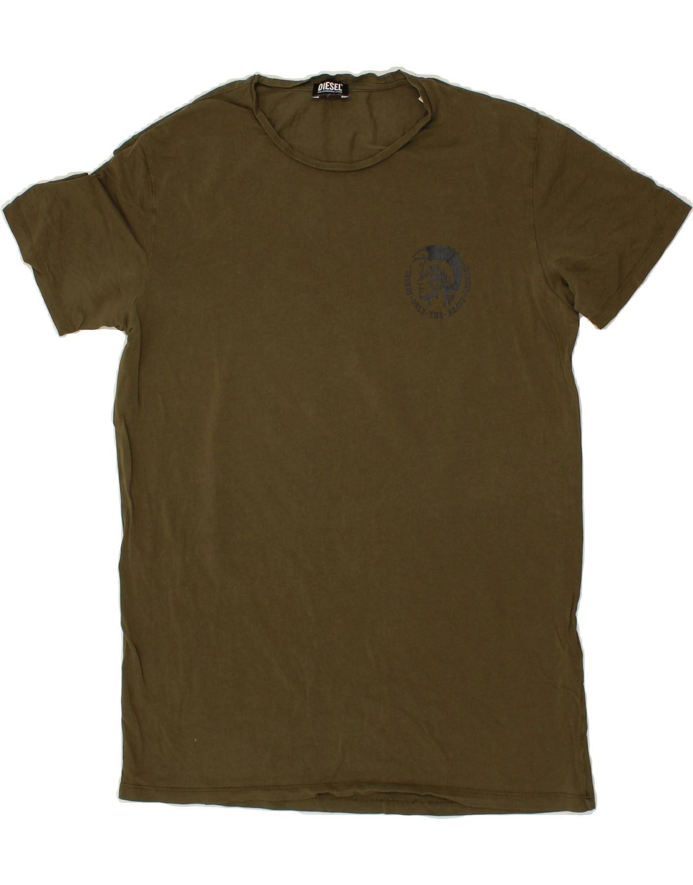 Diesel Womens T-Shirt Top UK 20 2XL Khaki Cotton Size XXL / US 16-18 / IT 52-54 - 1 Thumbnail