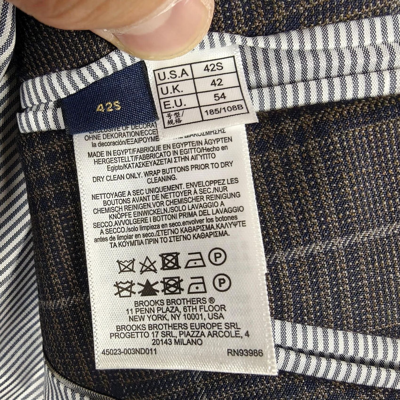 Brooks Brothers Brooks Brothers Blazer Mens 42S Brown Plaid Wool Stretch Sport Coat Jacket Size 42R - 6 Thumbnail