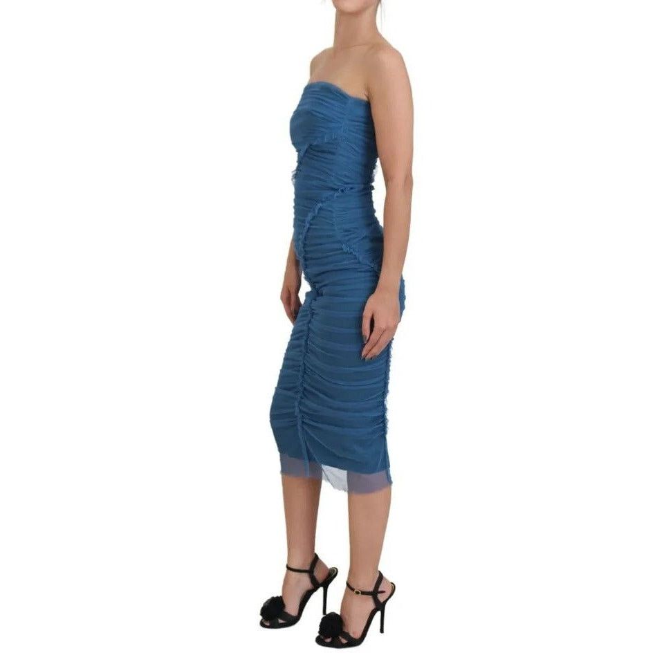 Dolce & Gabbana Dolce & Gabbana Tulle Ruched Mesh Bodycon Midi Dress 44 Size M / US 6-8 / IT 42-44 - 2 Thumbnail