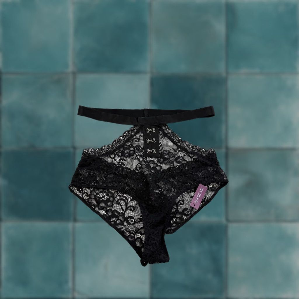 Vintage Adore Me Panties Women’s M Black Lace Strappy High-Waist Cheeky Lingerie Size 32" / US 10 / IT 46 - 1 Thumbnail