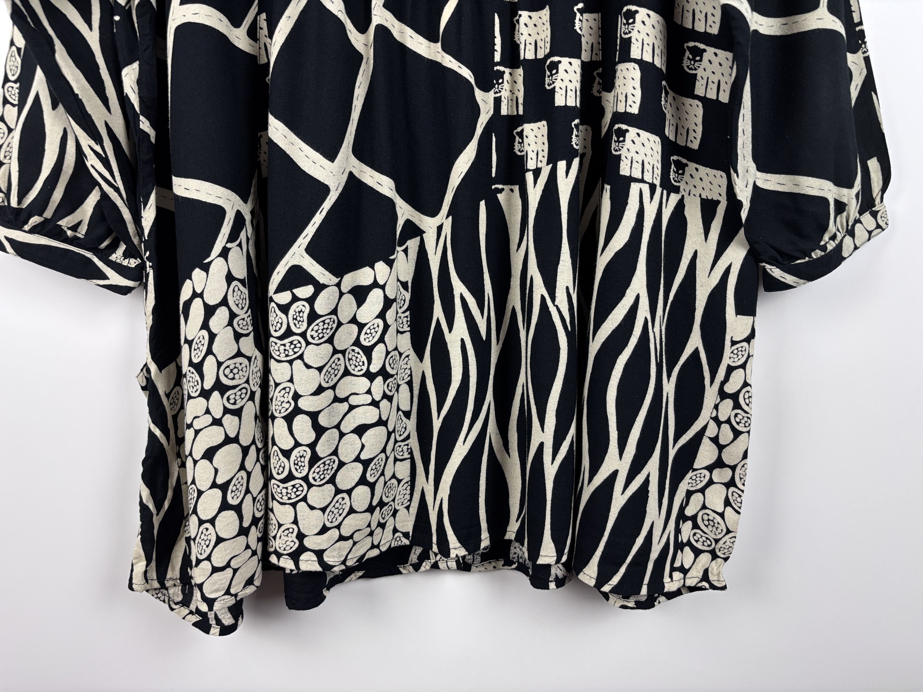 Gudrun Sjoden Gudrun Sjoden Animal Print Button Shirt Tunic Black Beige M Size M / US 6-8 / IT 42-44 - 9 Thumbnail