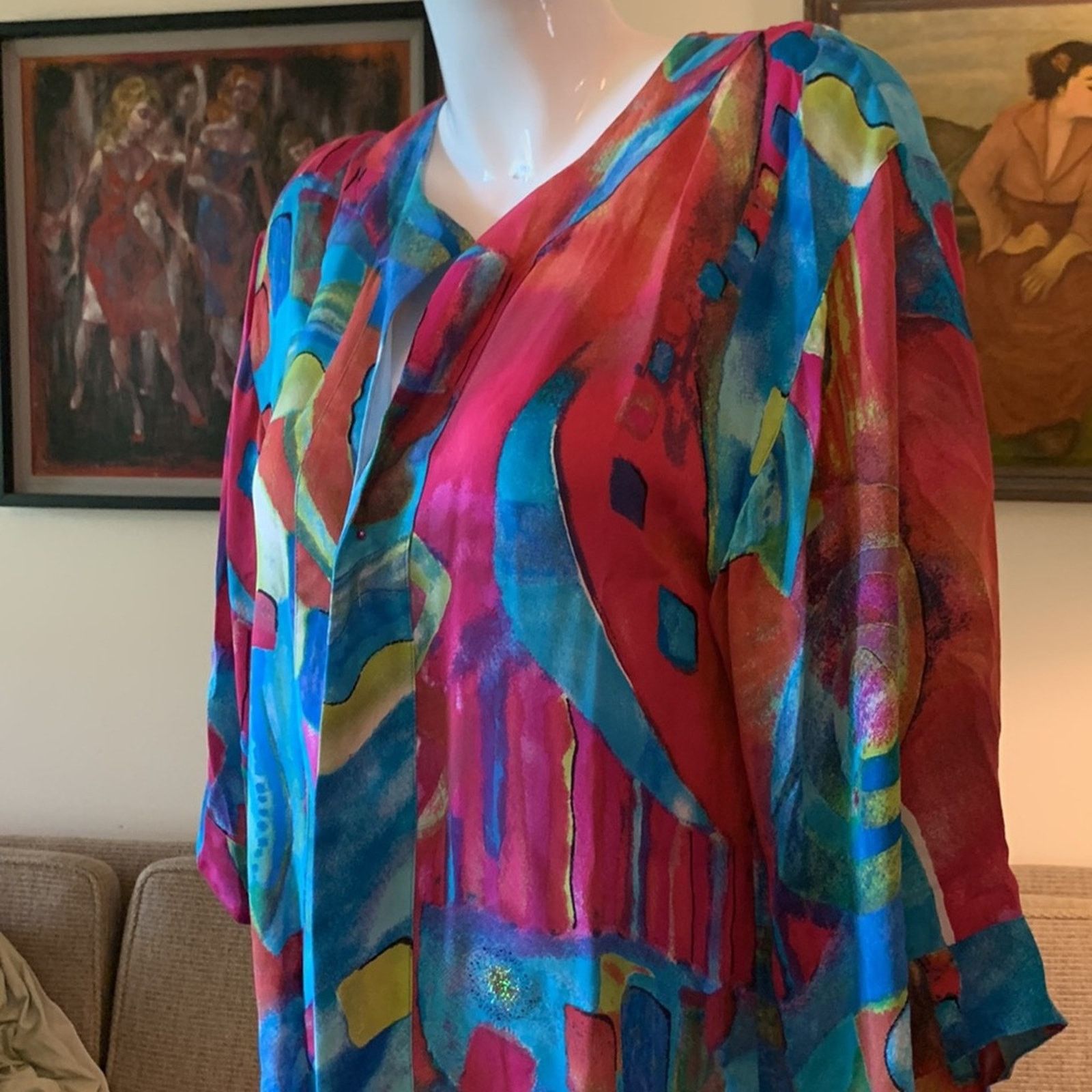 Chicos Chicos silk cropped kimono robe watercolor print silk Size M / US 6-8 / IT 42-44 - 1 Thumbnail