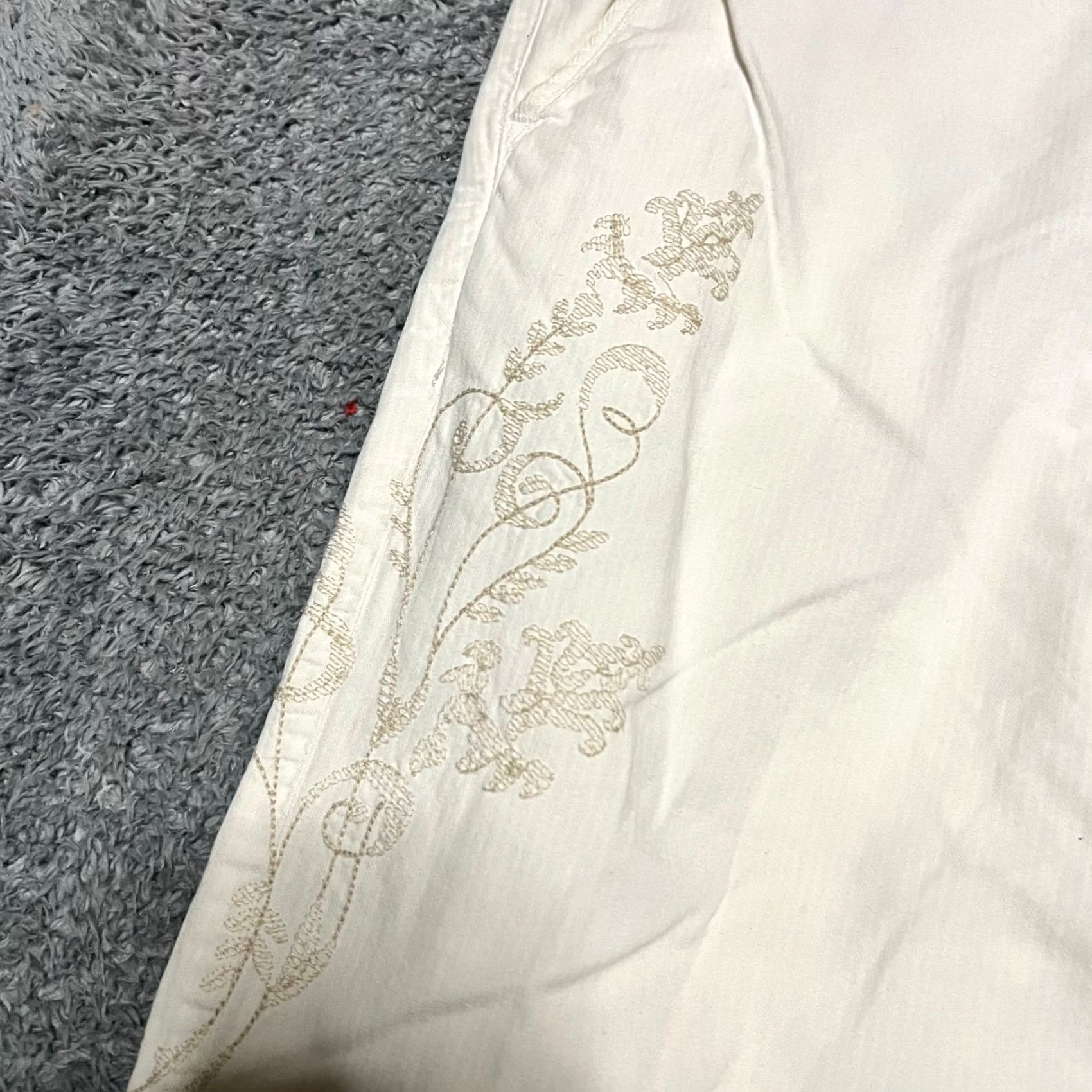 Lucky Brand Lucky Brand Pants Women 30x23 Floral Embroidered Cargo Capri Crop White 33 Regular Women Mens Girls Size 24" / US 00 / IT 34 - 5 Thumbnail